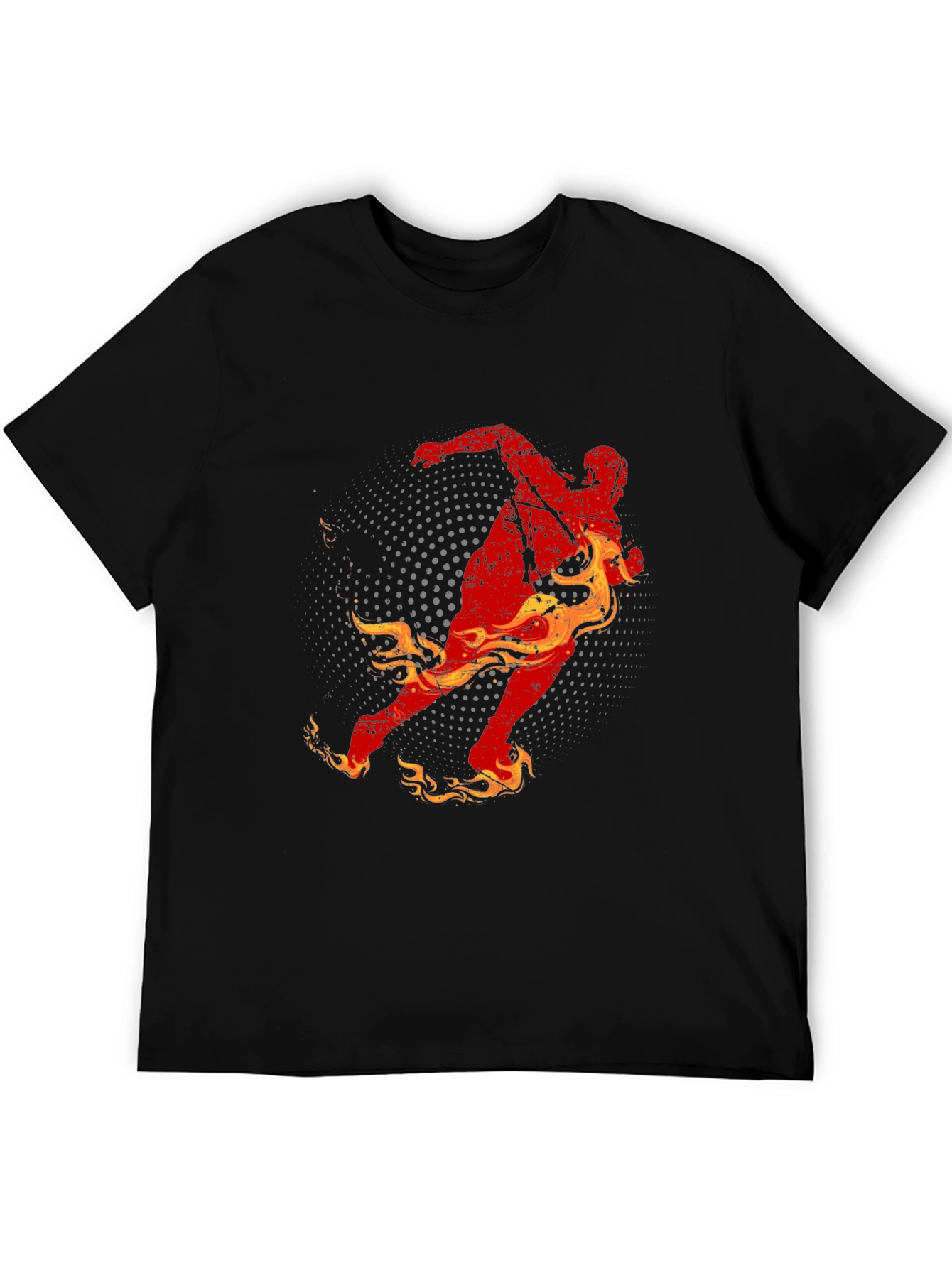 Fiery Runner Graphic Tee - Black Cotton T-Shirt