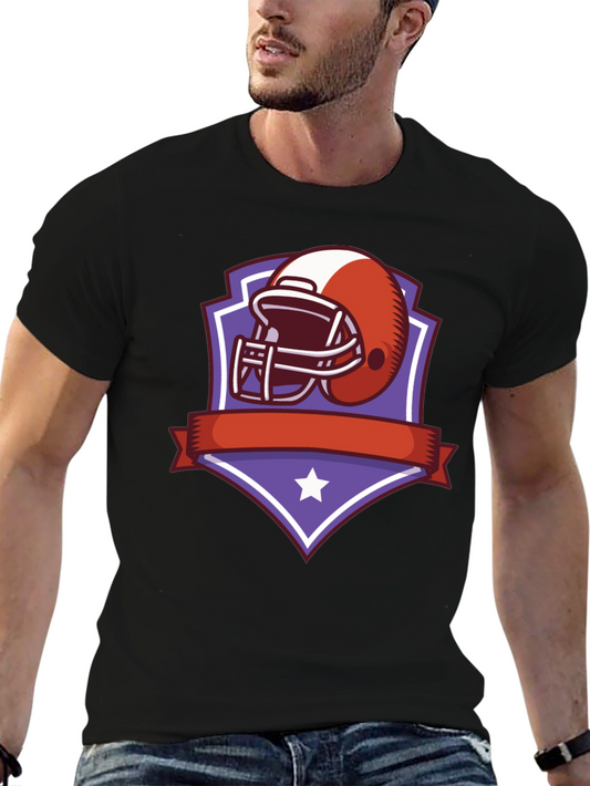 Football Helmet Shield Graphic Tee - Black