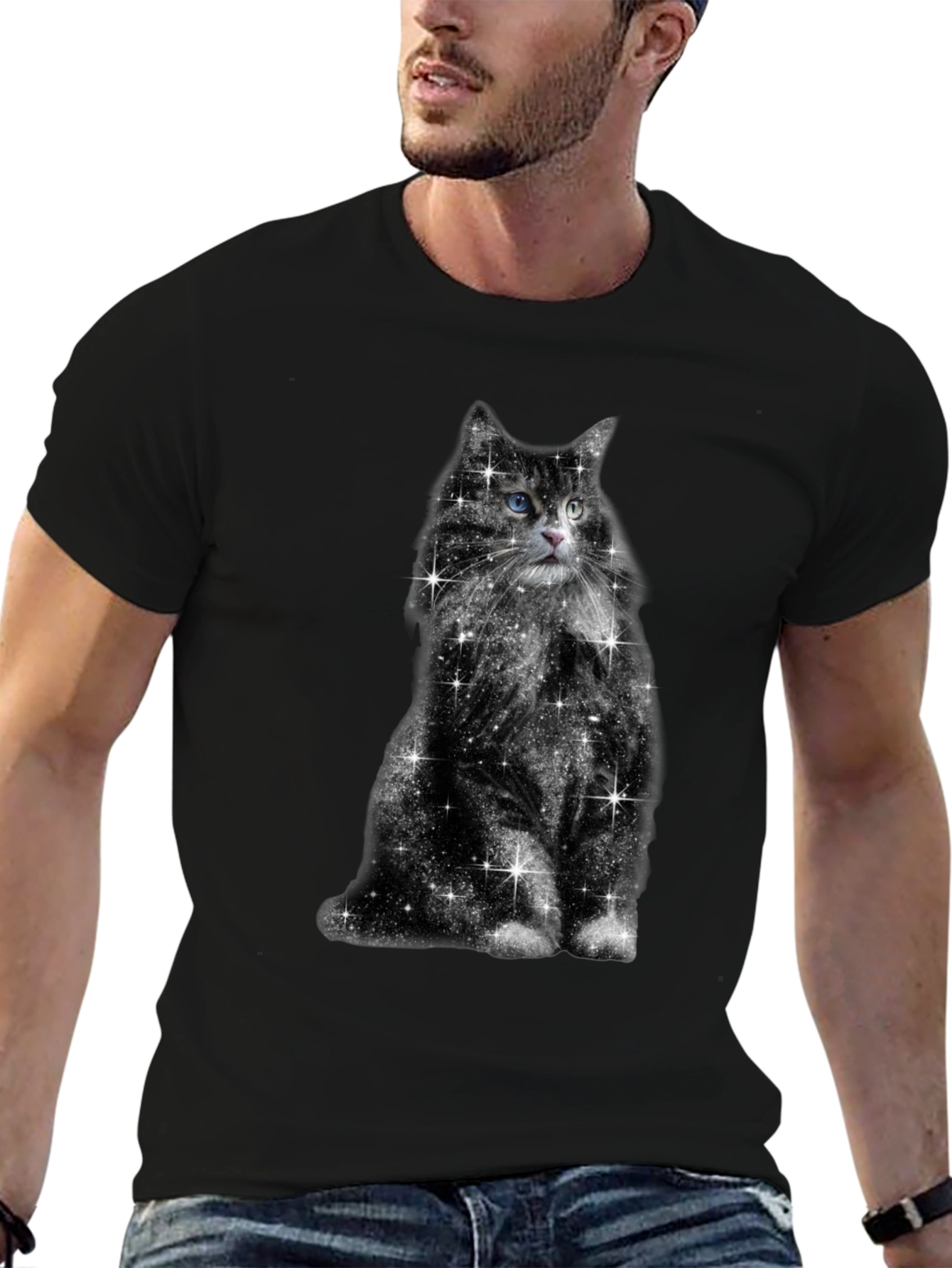 Galaxy Cat Graphic Tee - Unisex Black T-Shirt