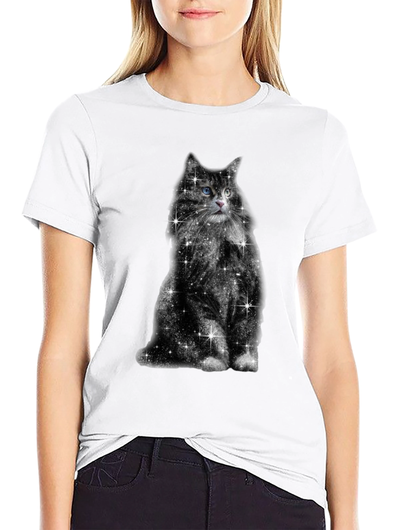 Galaxy Cat Graphic Tee - Unisex Black T-Shirt