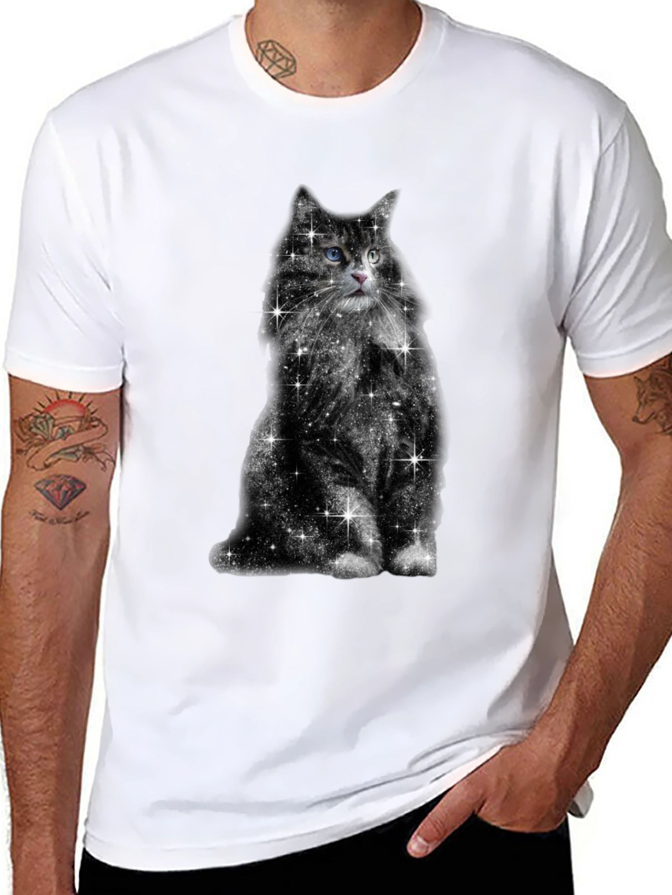 Galaxy Cat Graphic Tee - Unisex Black T-Shirt