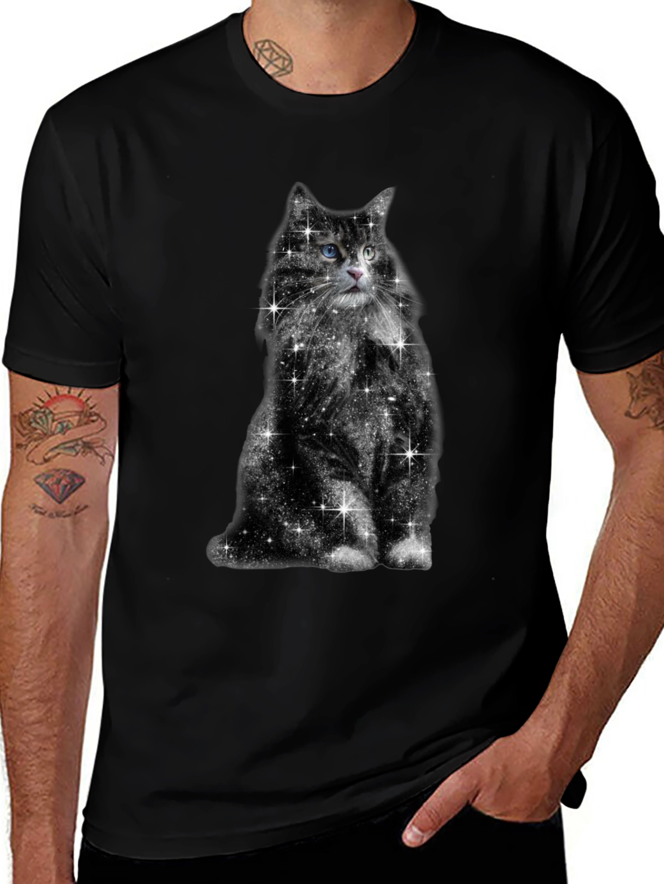 Galaxy Cat Graphic Tee - Unisex Black T-Shirt