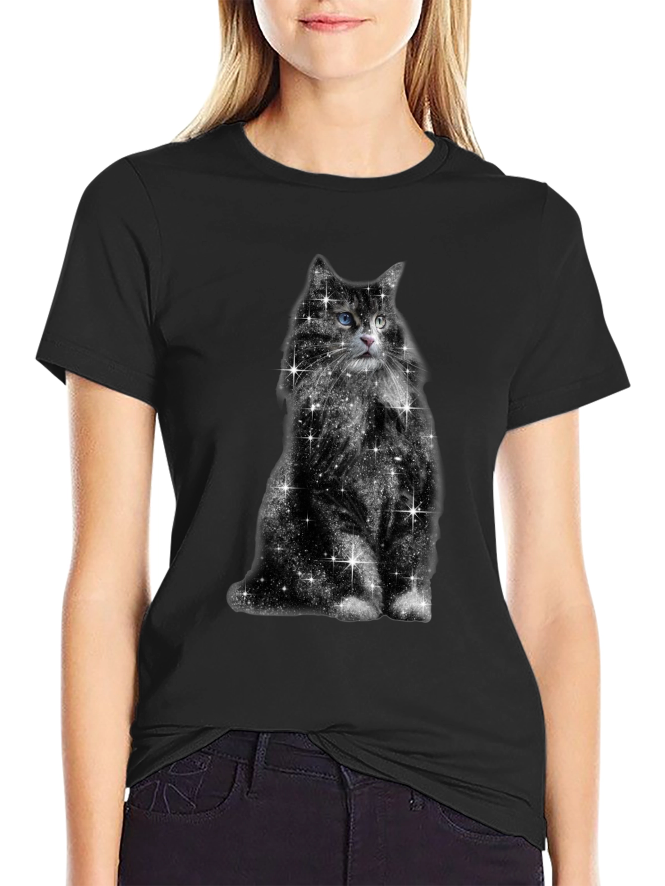 Galaxy Cat Graphic Tee - Unisex Black T-Shirt