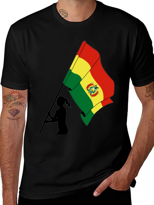 Bolivia Flag Graphic Tee - Black
