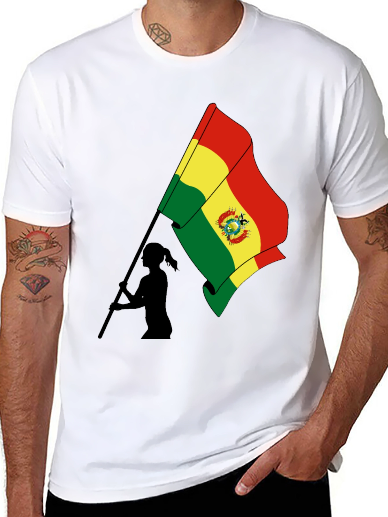 Bolivia Flag Graphic Tee - Black