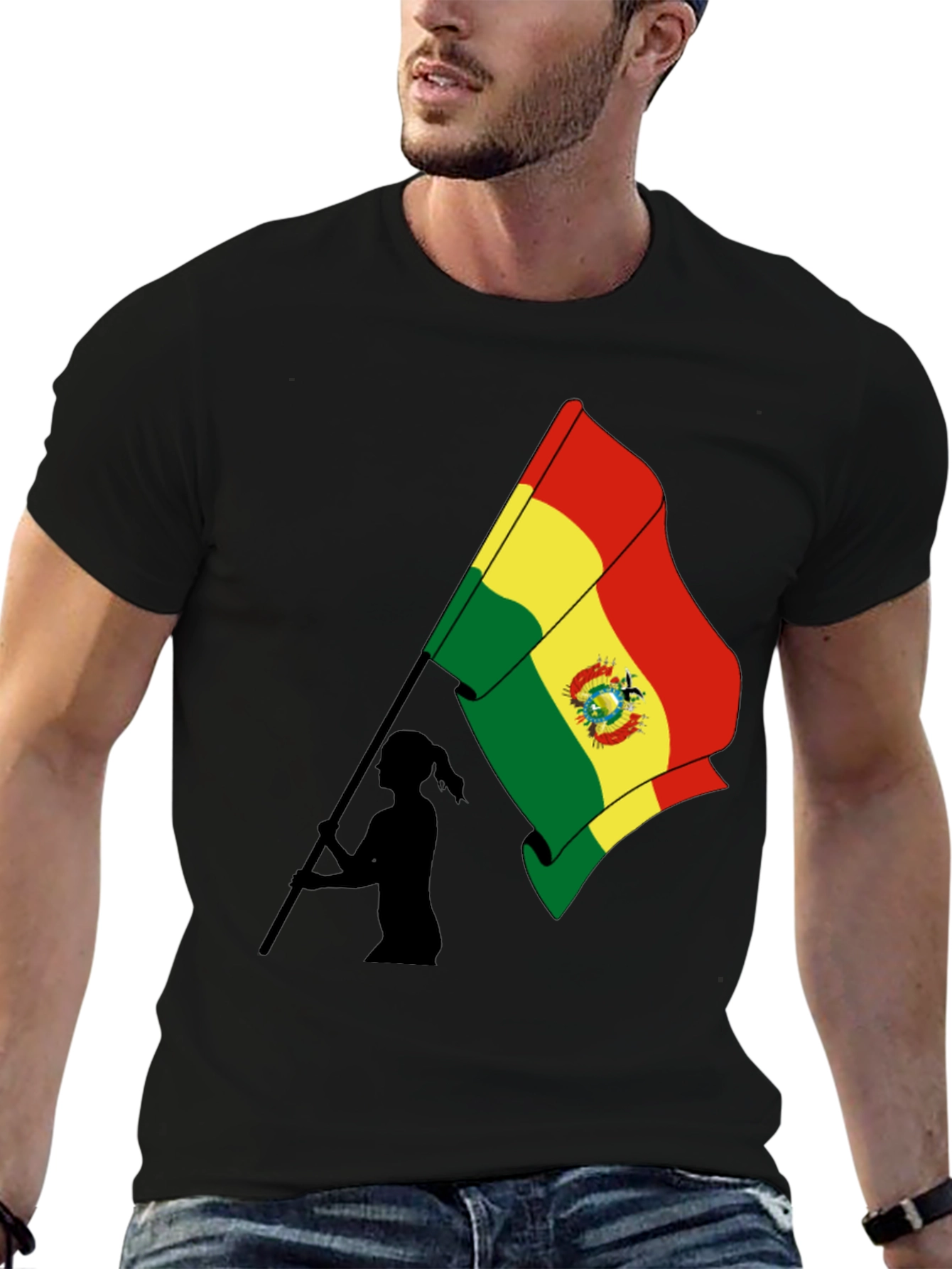 Bolivia Flag Graphic Tee - Black