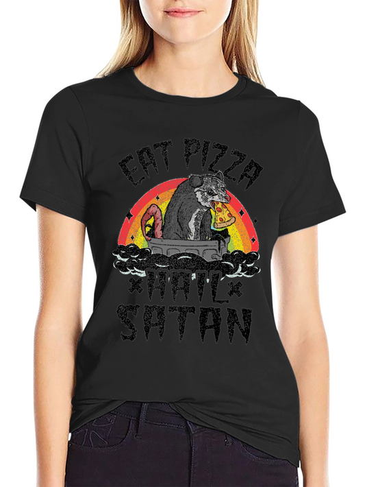 Eat Pizza Hail Satan Funny Graphic T-Shirt