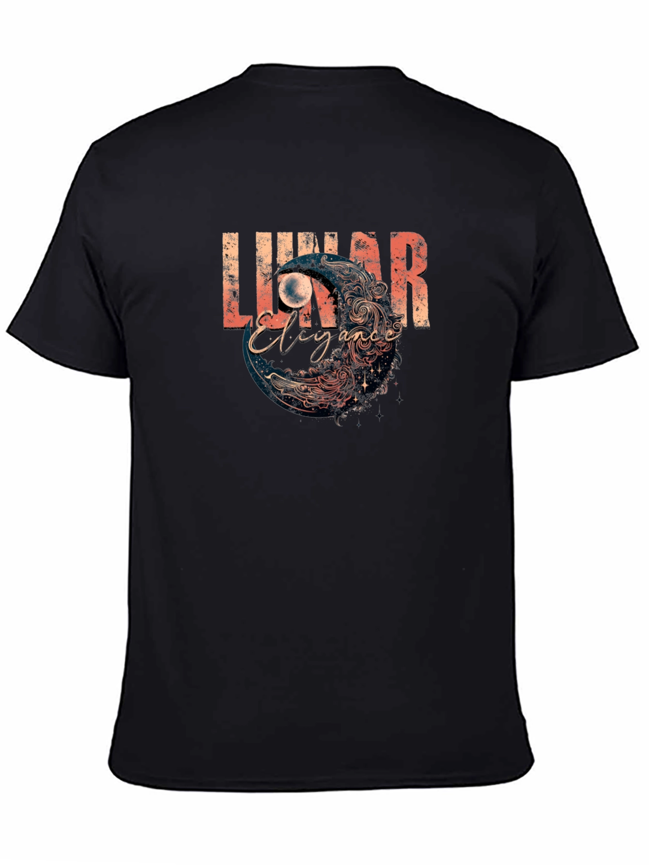 Lunar Elegance Graphic T-Shirt - Black