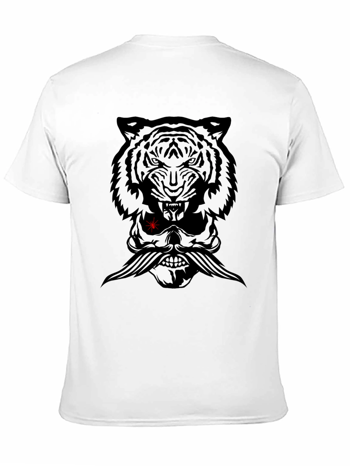 Tiger Skull Graphic Tee - Black Cotton Blend