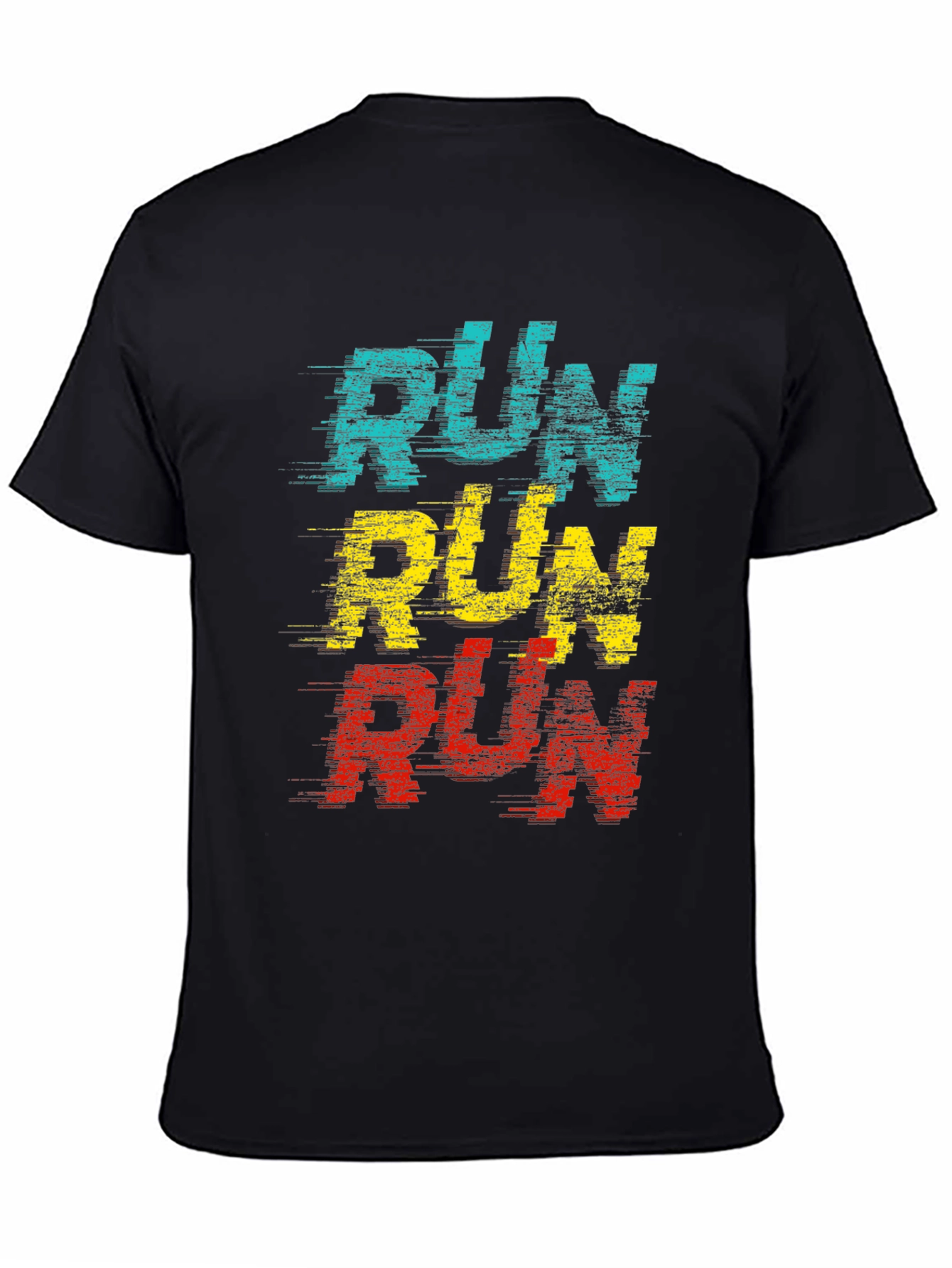 Retro RUN Graphic T-Shirt - Black