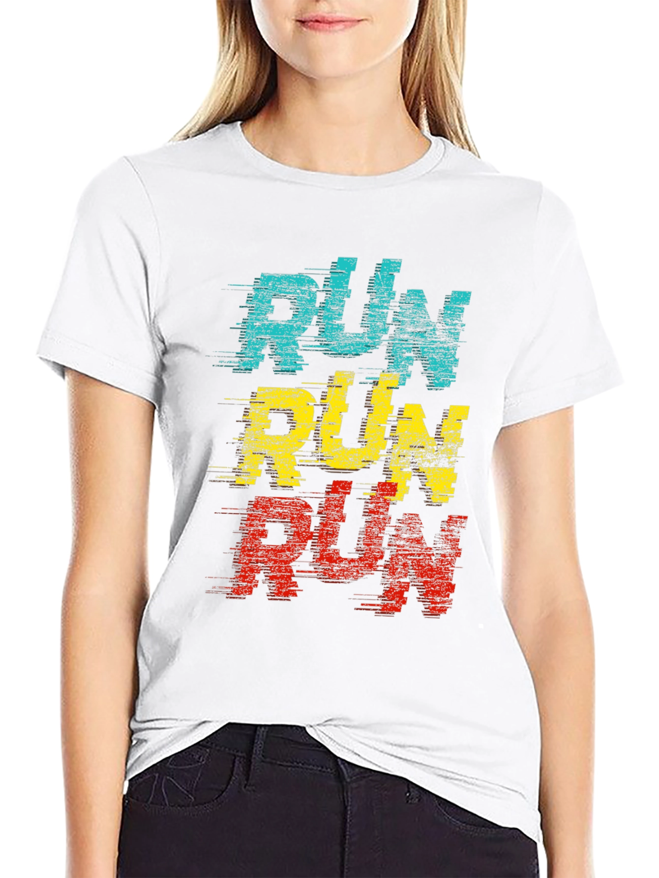 Retro RUN Graphic T-Shirt - Black