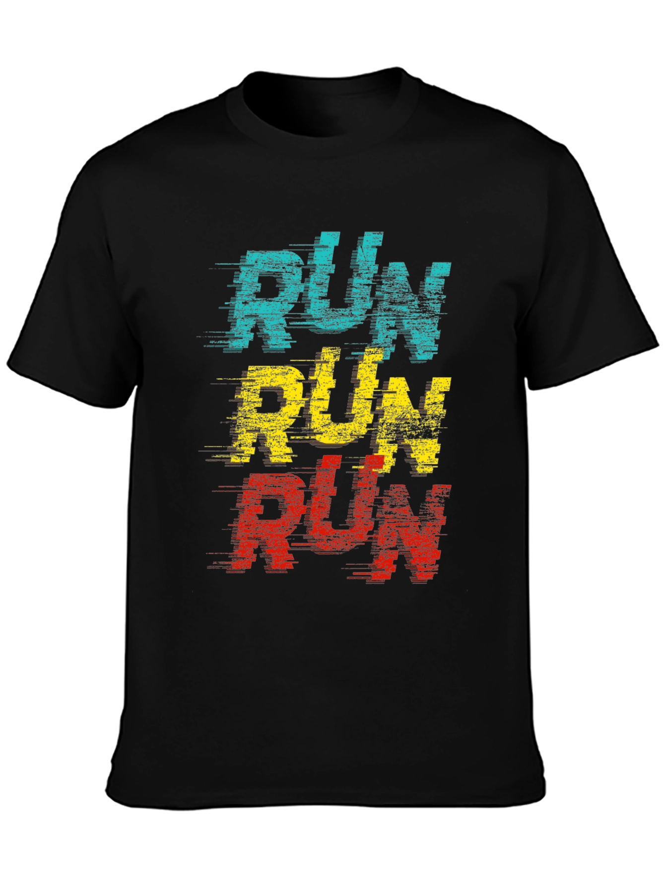 Retro RUN Graphic T-Shirt - Black