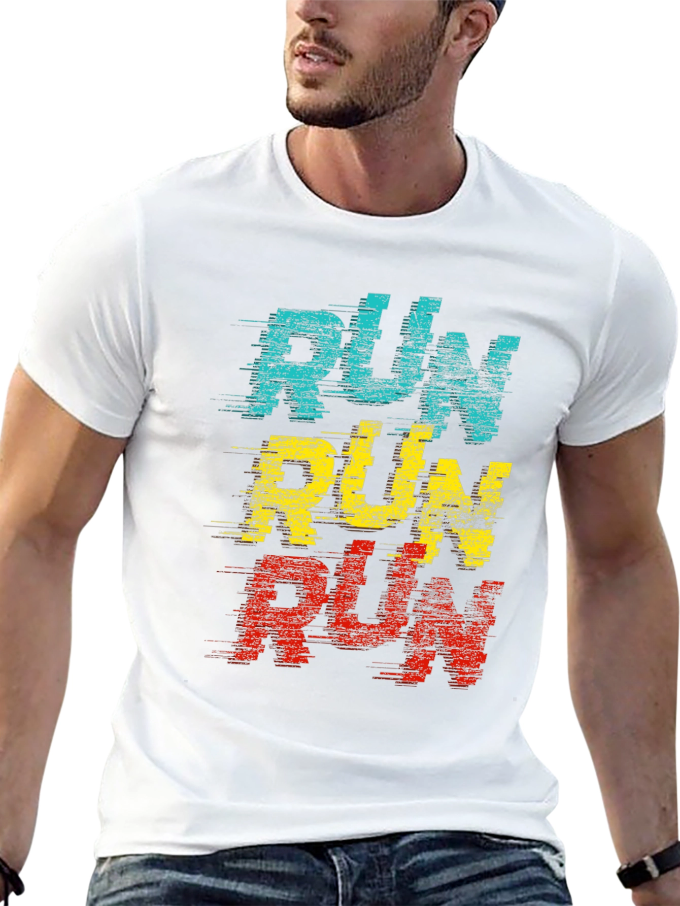 Retro RUN Graphic T-Shirt - Black