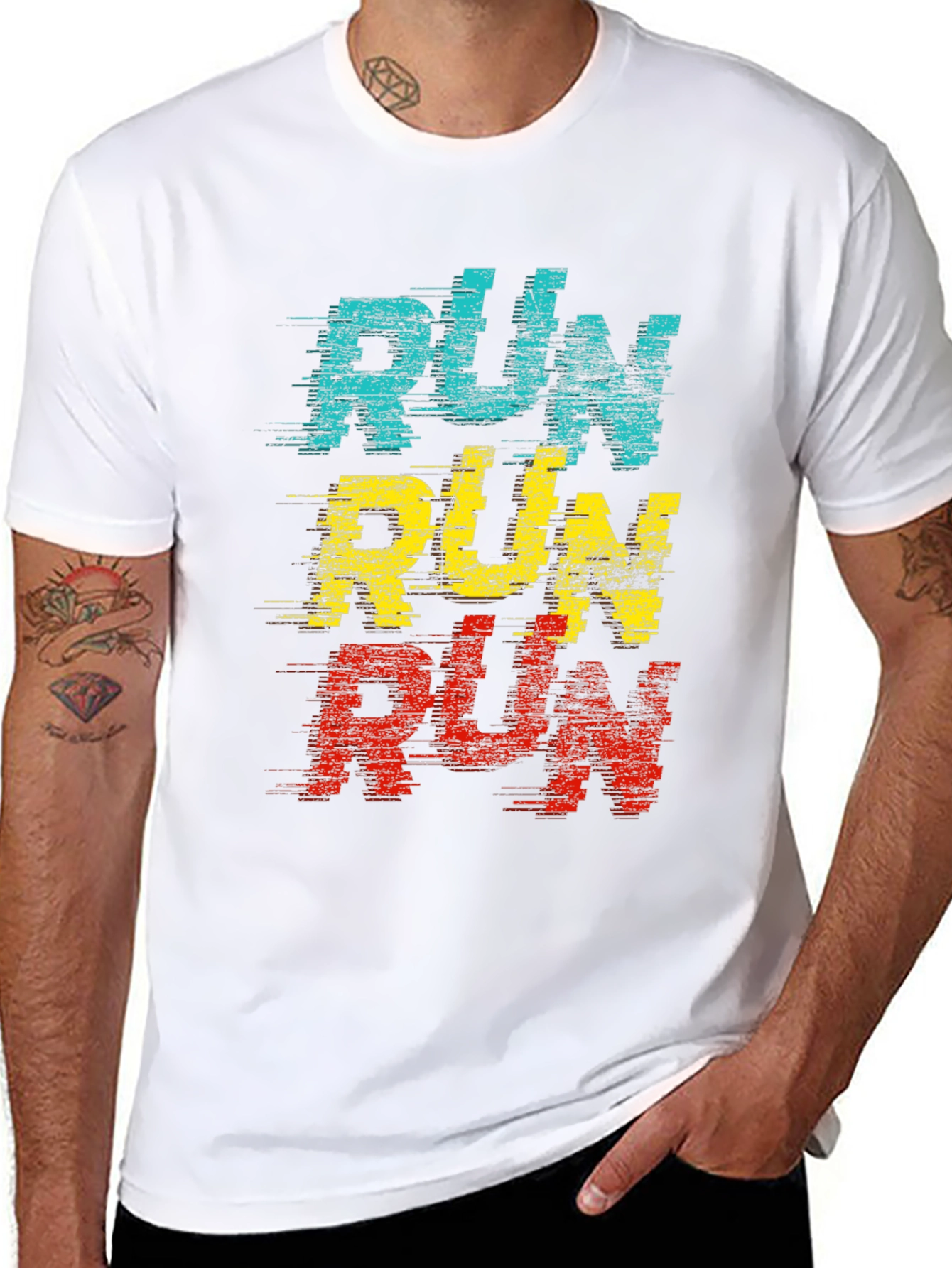 Retro RUN Graphic T-Shirt - Black