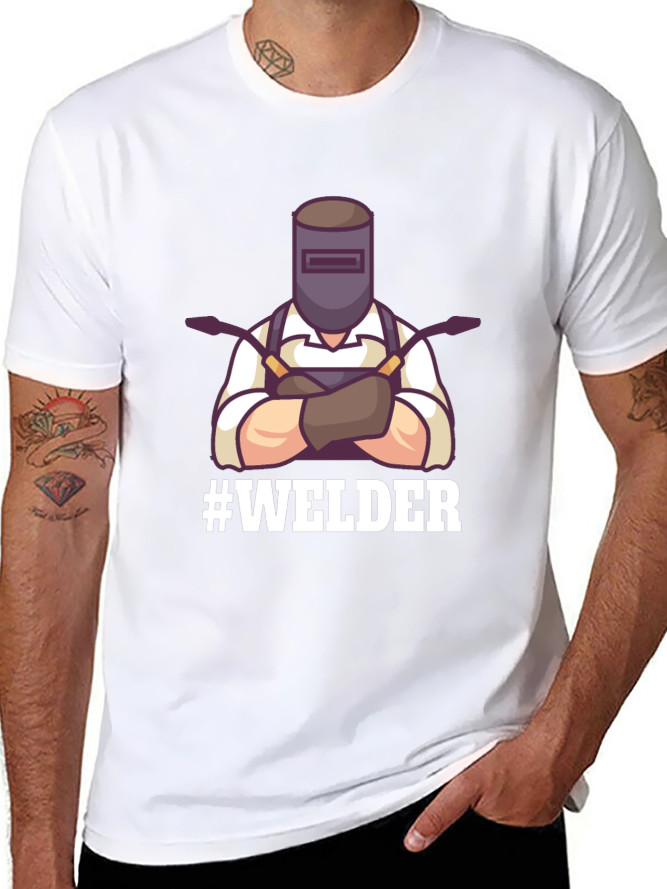 Welder Graphic Tee - Black Cotton T-Shirt