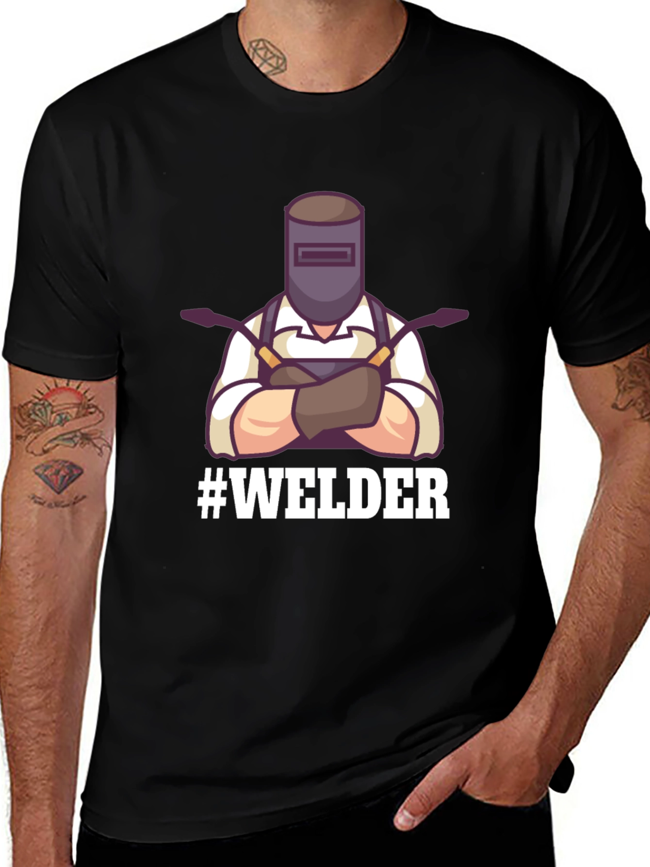 Welder Graphic Tee - Black Cotton T-Shirt