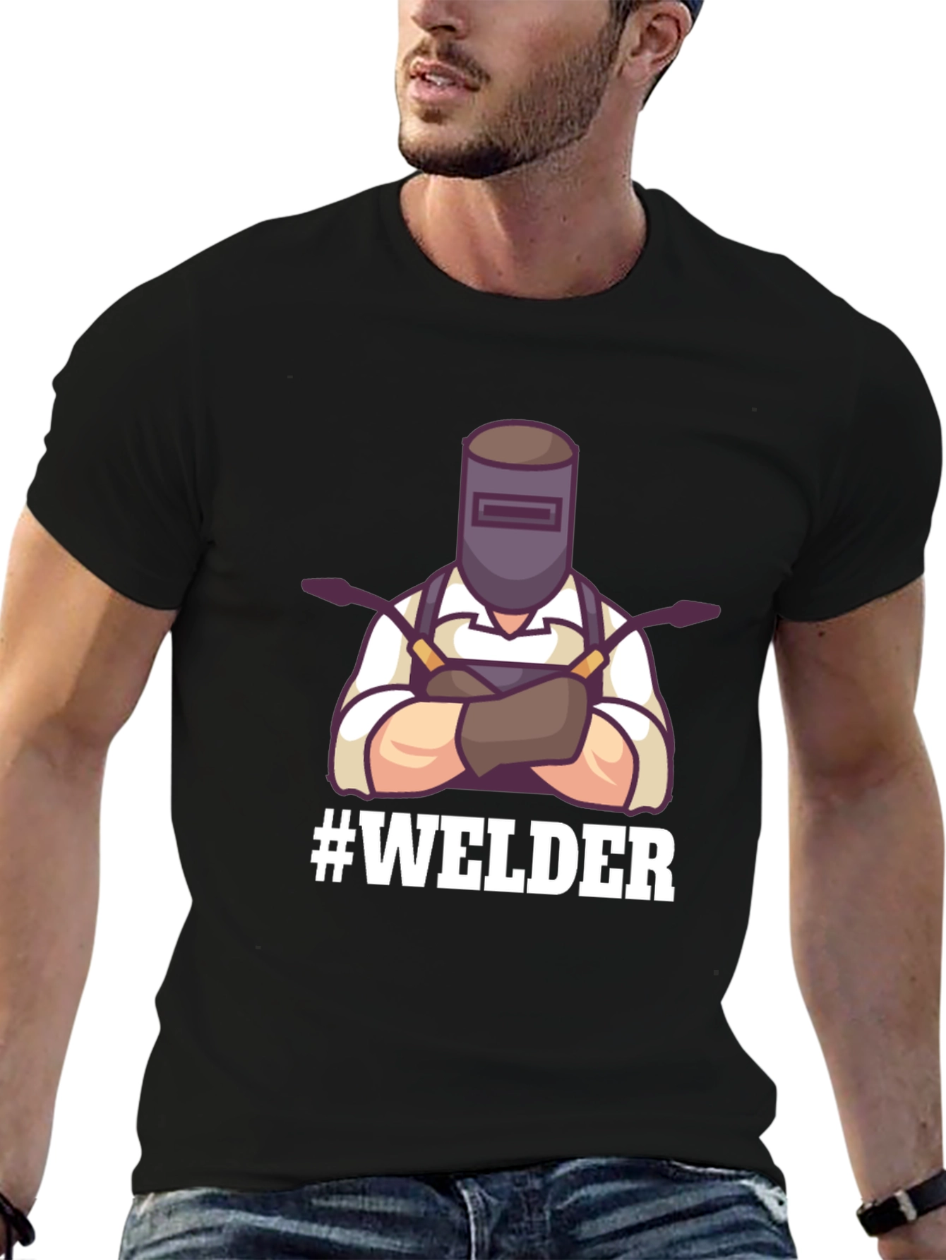 Welder Graphic Tee - Black Cotton T-Shirt