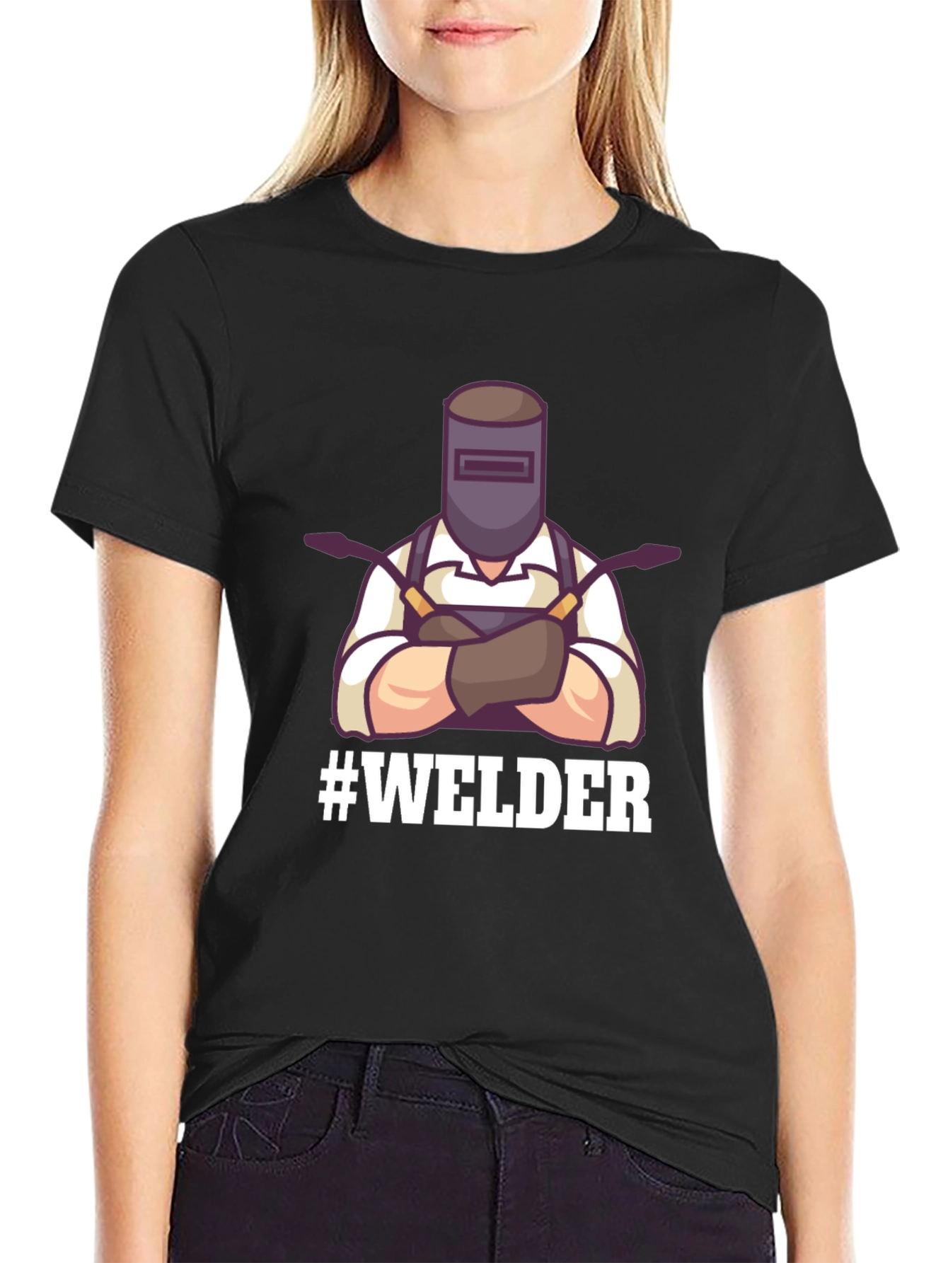 Welder Graphic Tee - Black Cotton T-Shirt
