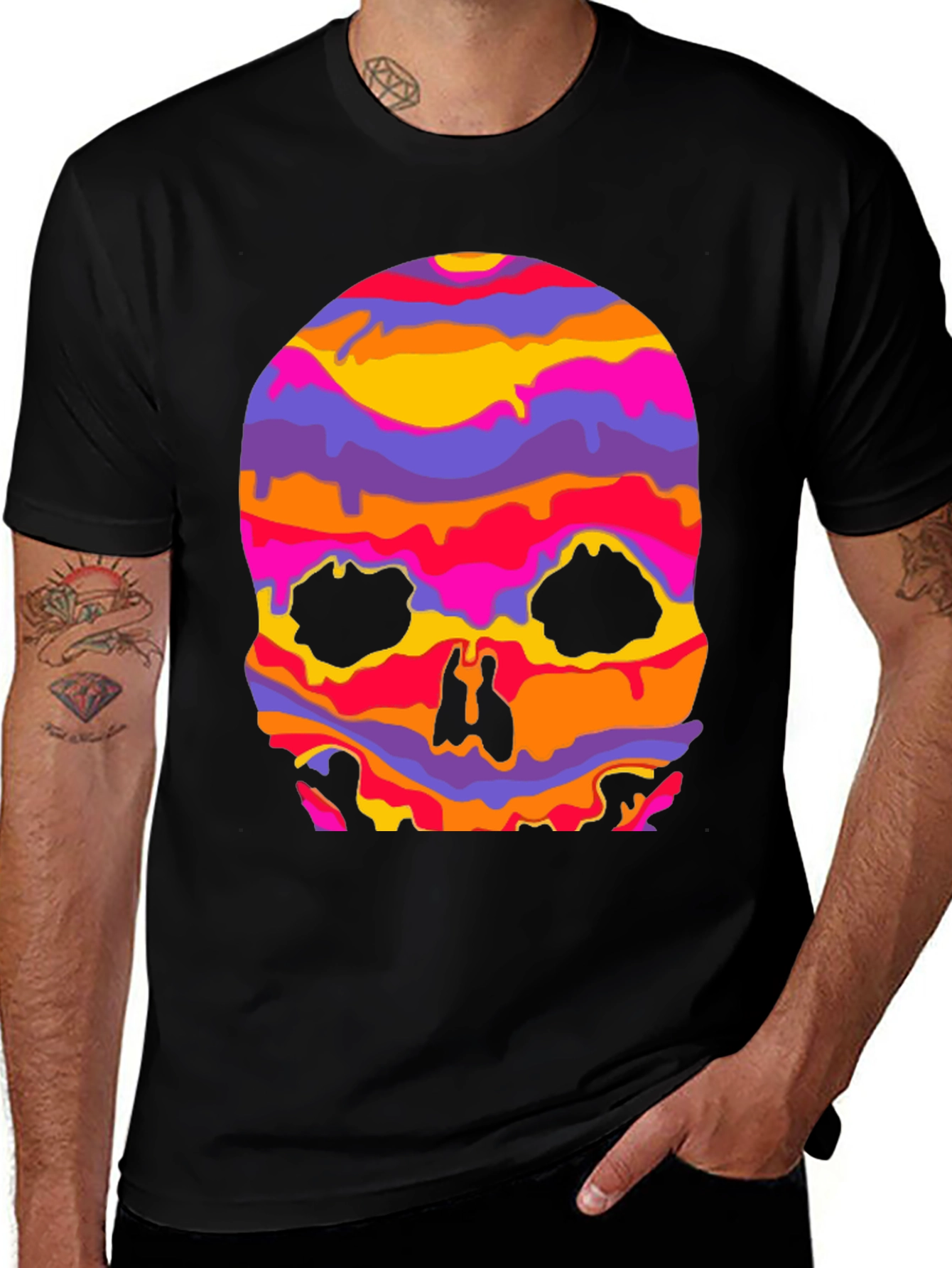 Psychedelic Skull Graphic T-Shirt