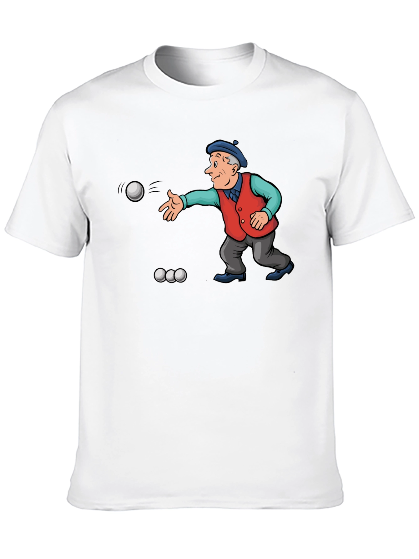 Cartoon Bocce Ball Player Black T-Shirt
