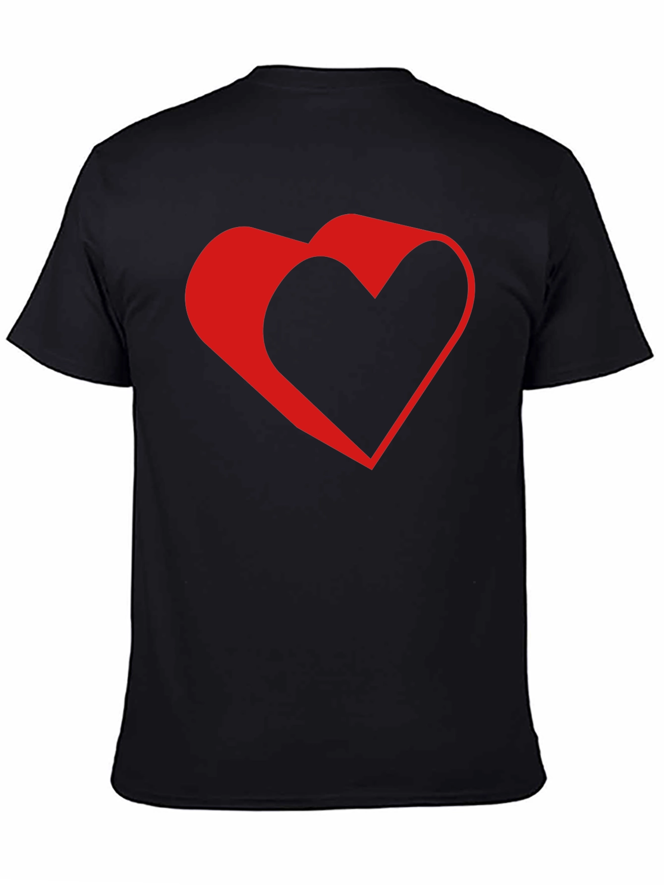Modern Red Heart Graphic Black T-Shirt