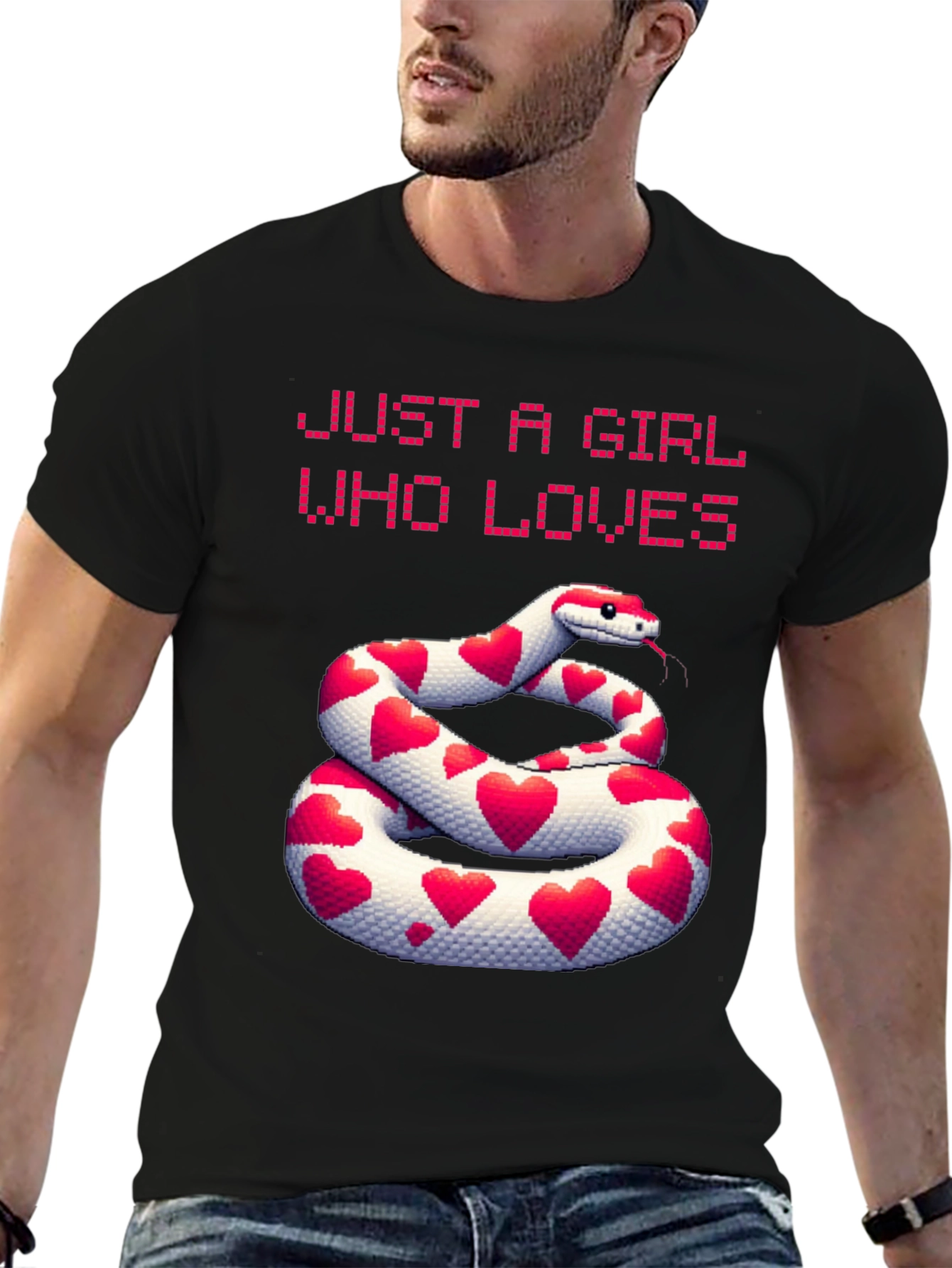 Girl Who Loves Snakes Heart Graphic T-Shirt