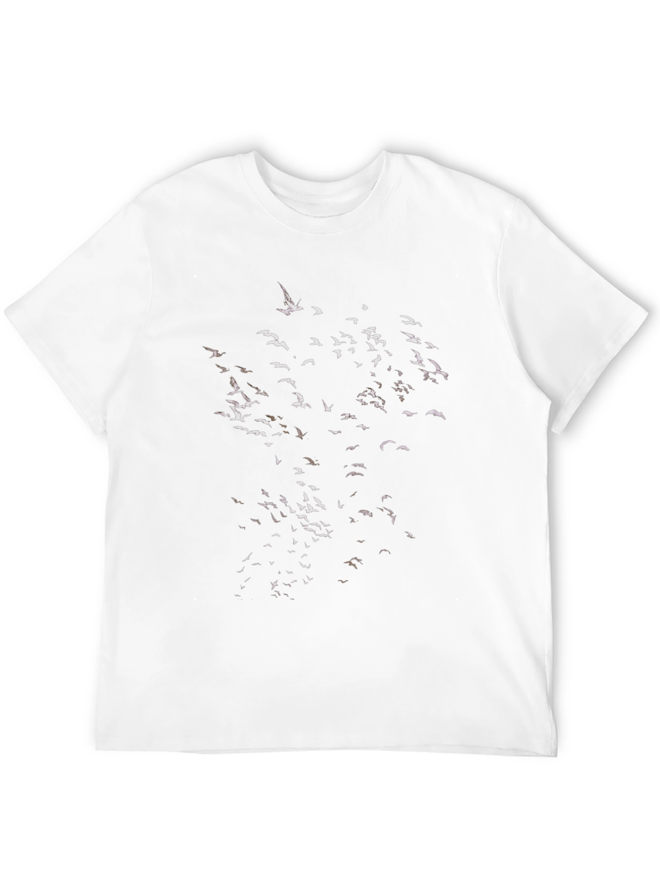 Mens Black T-Shirt with Bird Flock Graphic