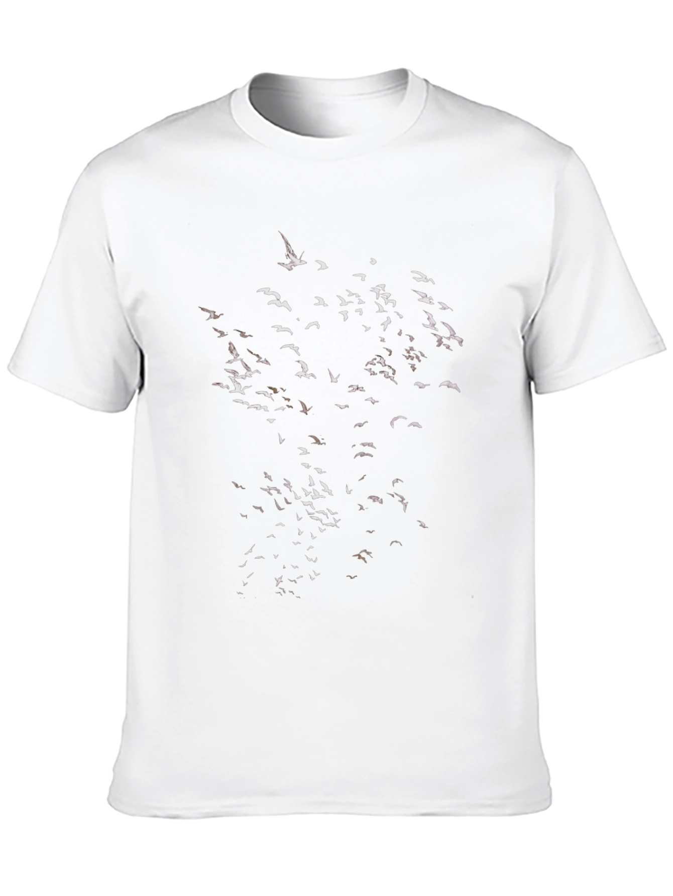 Mens Black T-Shirt with Bird Flock Graphic