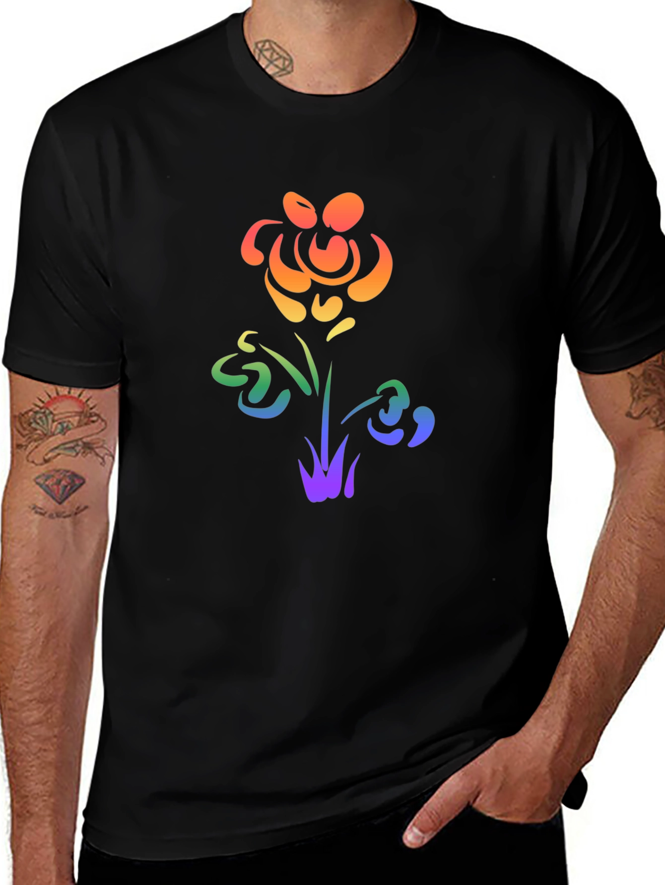 Rainbow Flower Graphic Tee - Pride Apparel