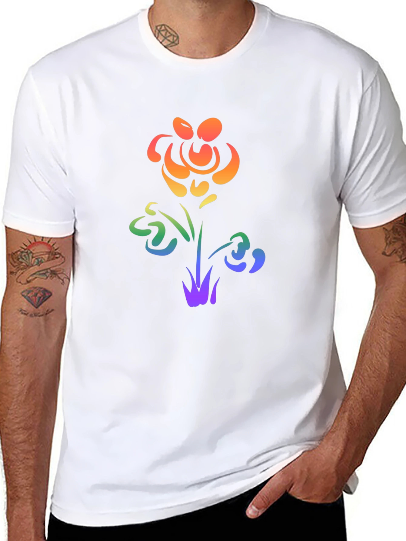 Rainbow Flower Graphic Tee - Pride Apparel