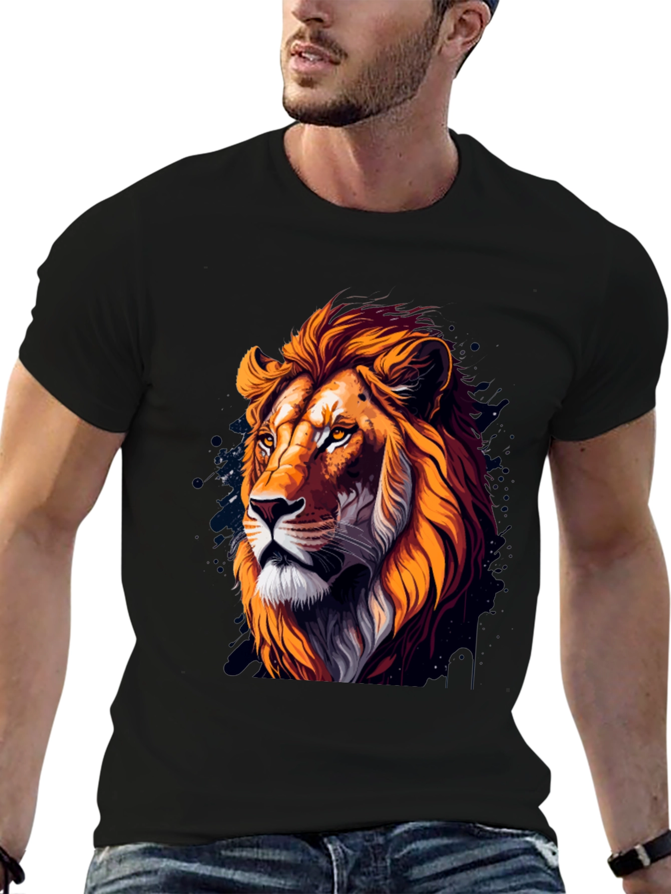 Lion Head Graphic Black T-Shirt