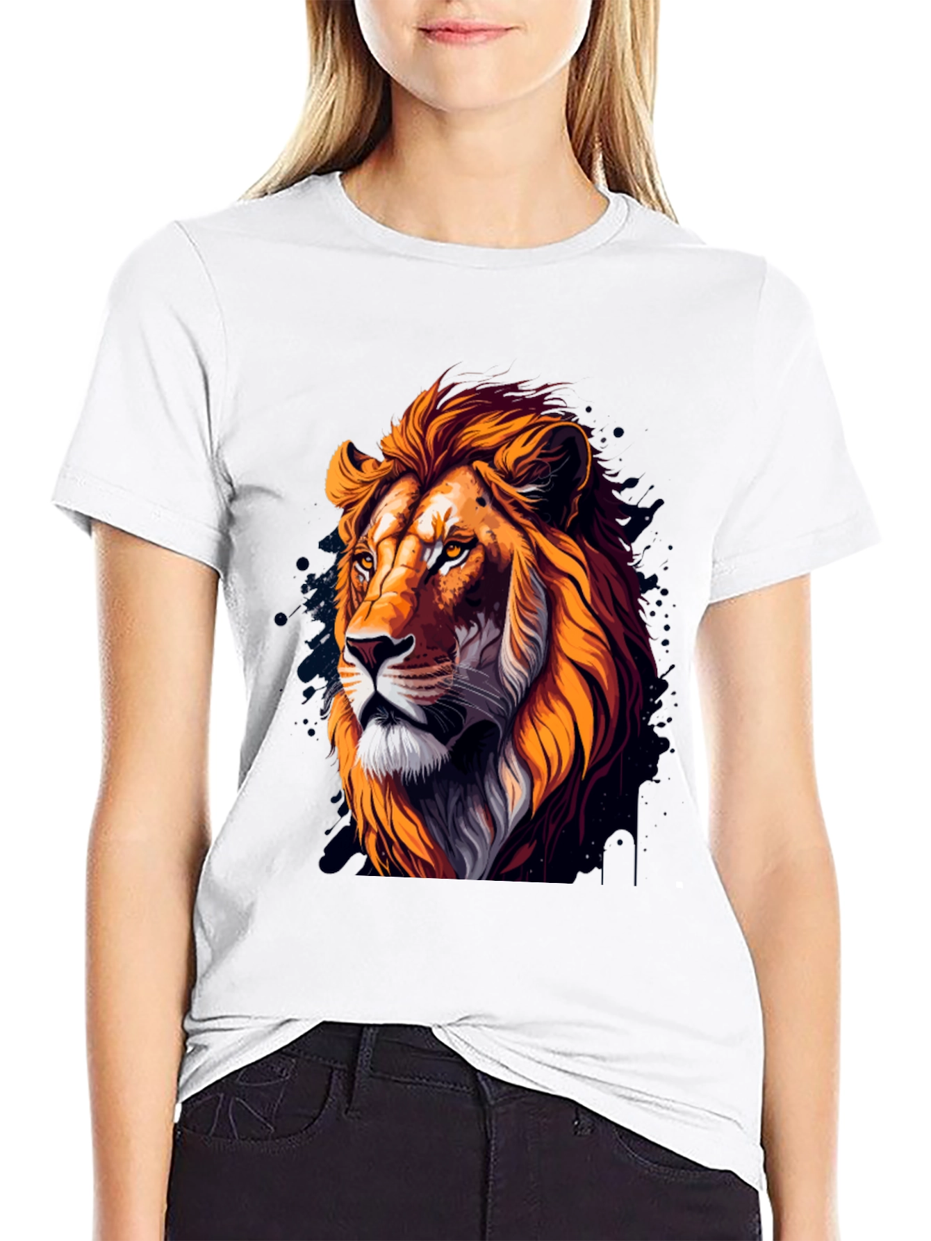Lion Head Graphic Black T-Shirt