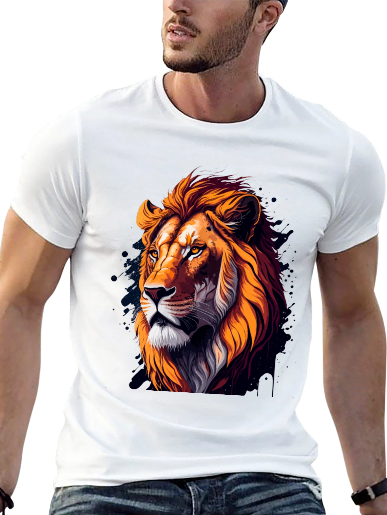 Lion Head Graphic Black T-Shirt