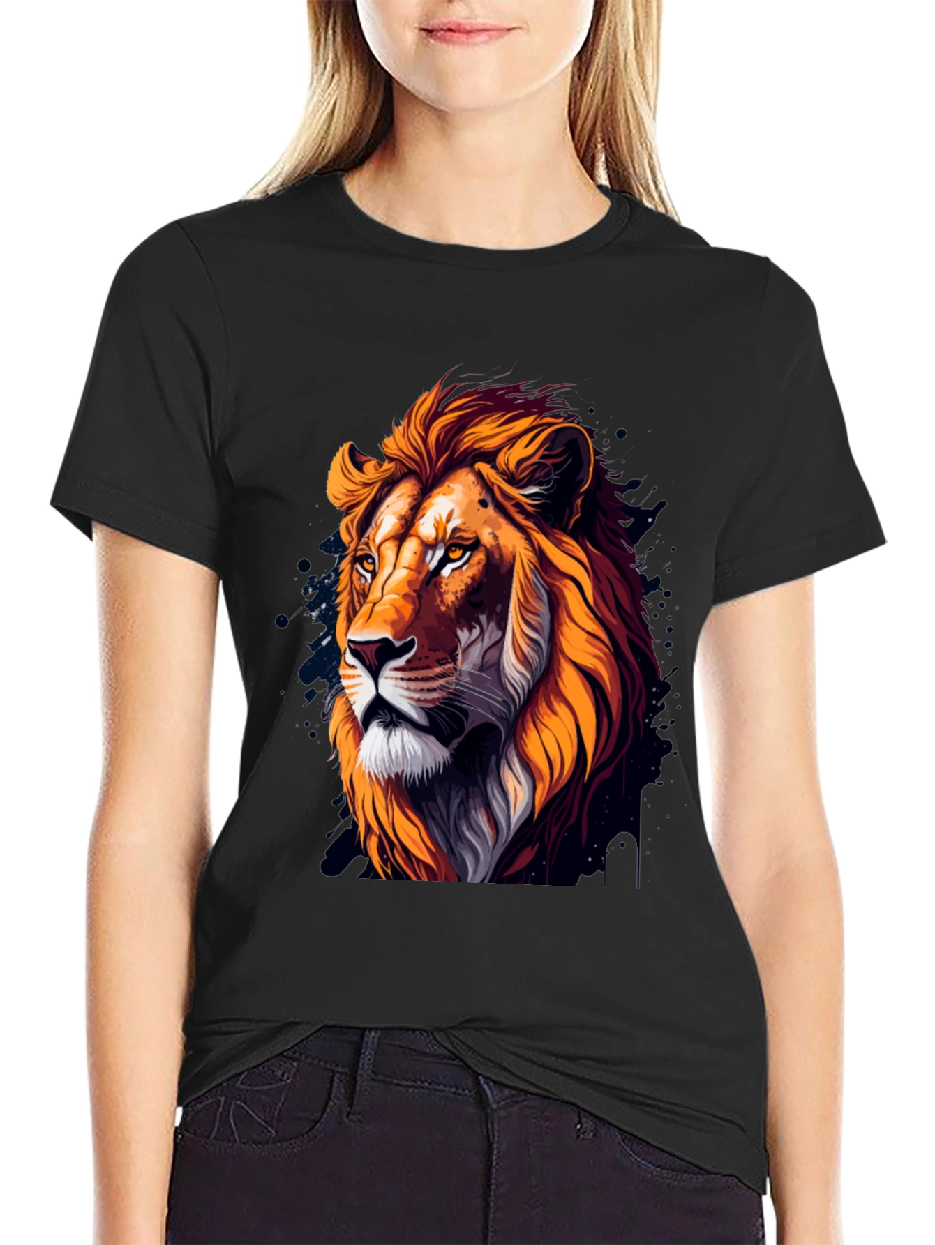 Lion Head Graphic Black T-Shirt