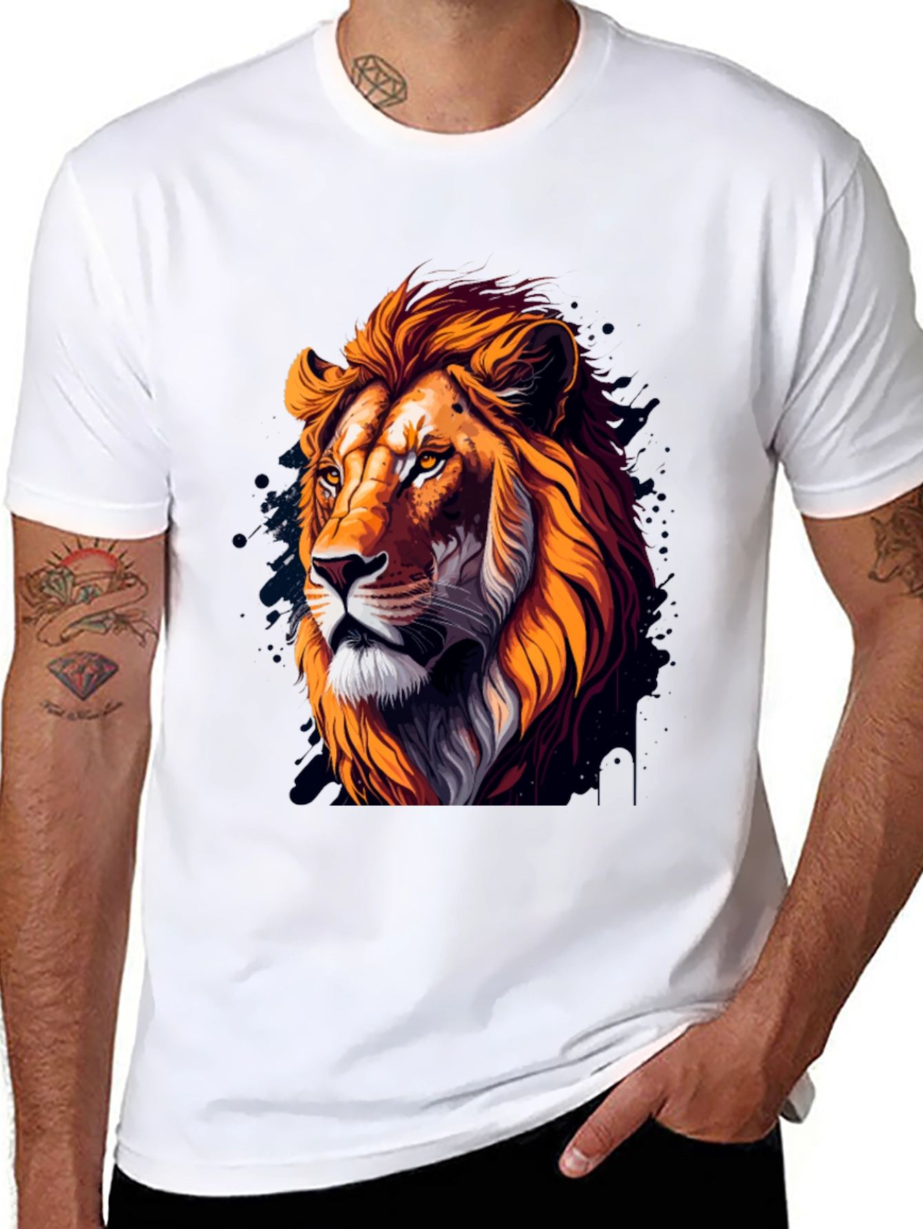 Lion Head Graphic Black T-Shirt