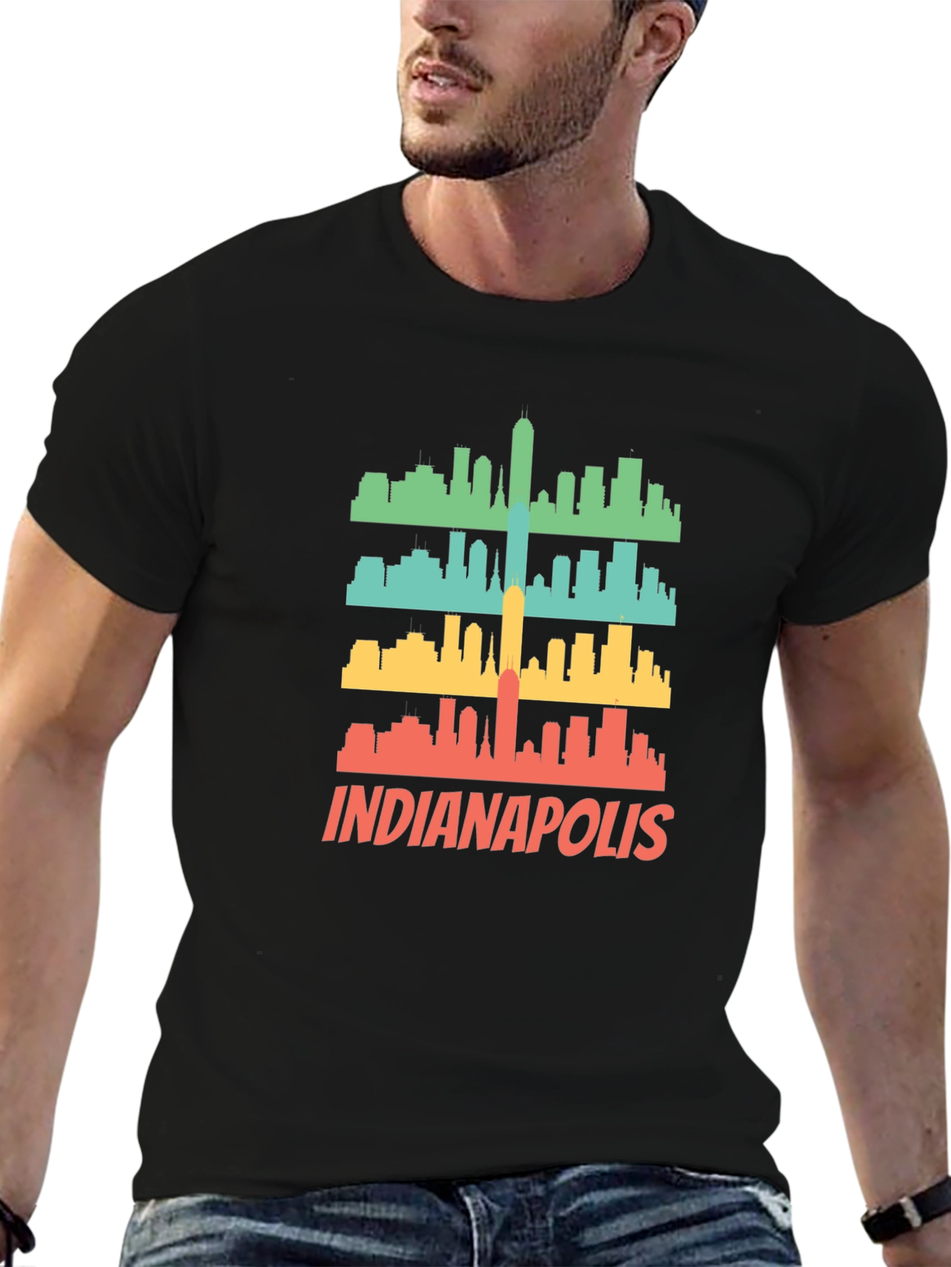 Indianapolis Skyline Retro T-Shirt