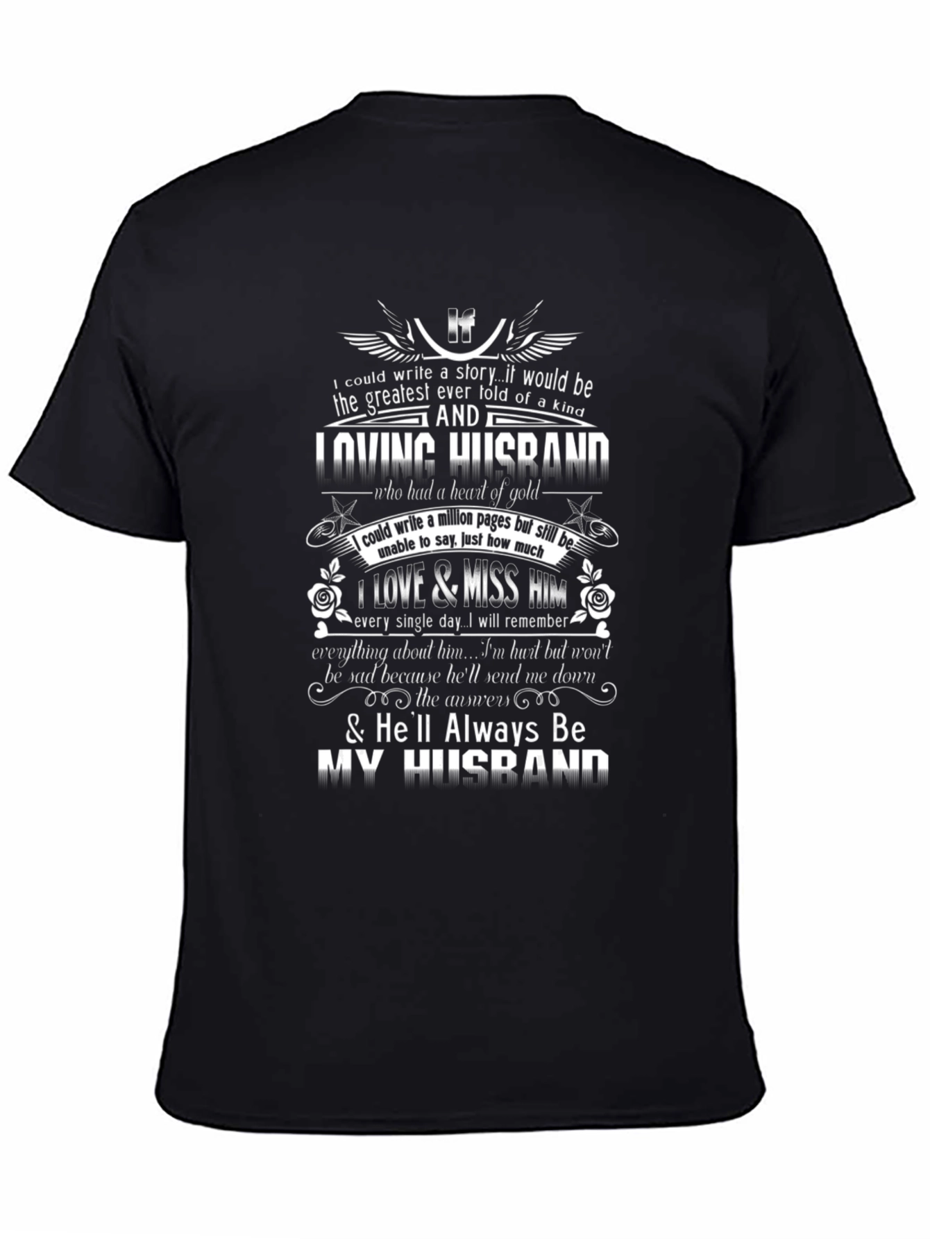 Loving Husband Memorial Black Graphic Tee