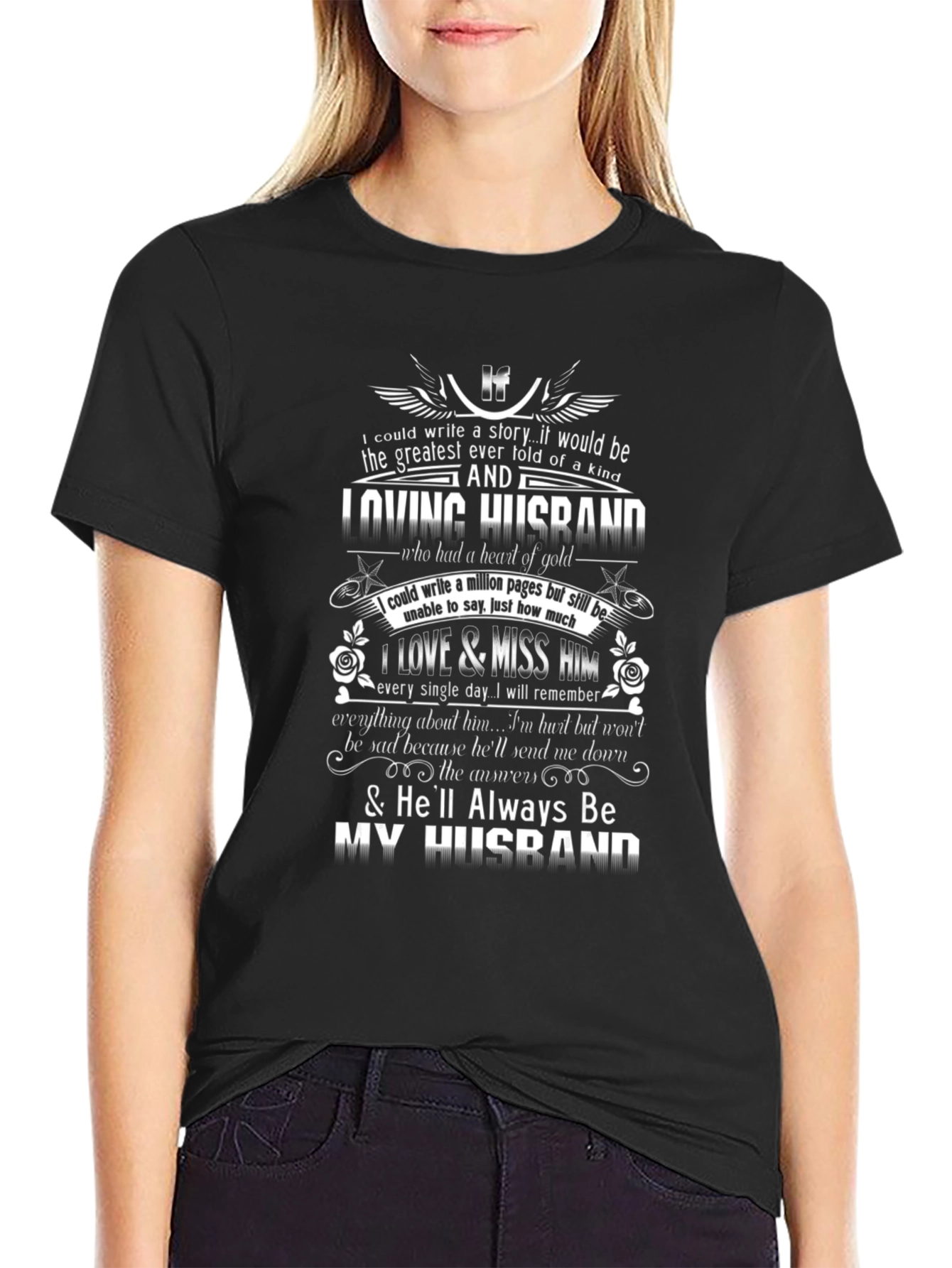 Loving Husband Memorial Black Graphic Tee