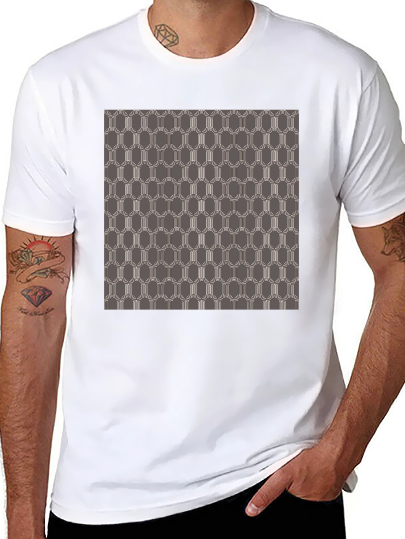 Retro Pattern Black T-Shirt