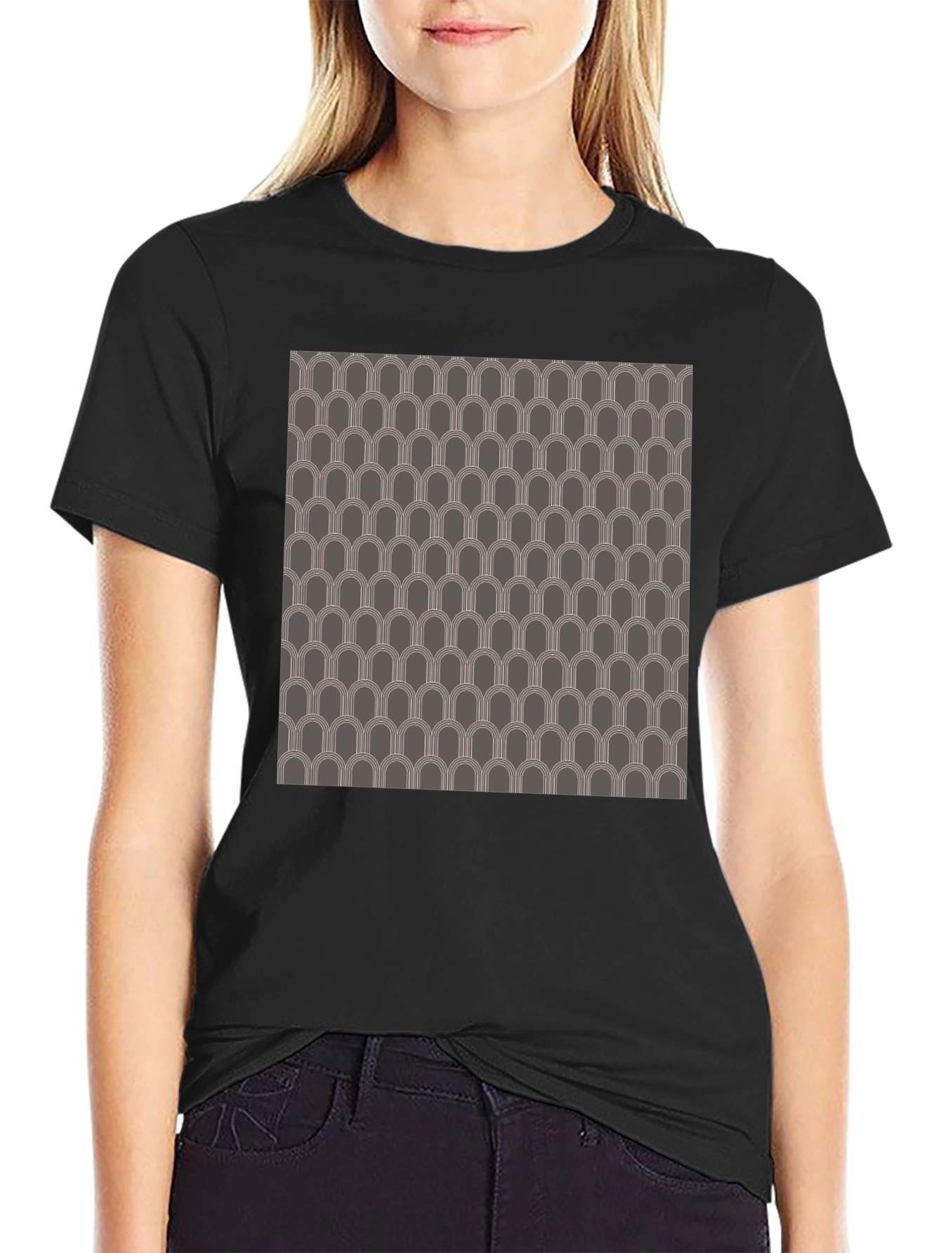 Retro Pattern Black T-Shirt