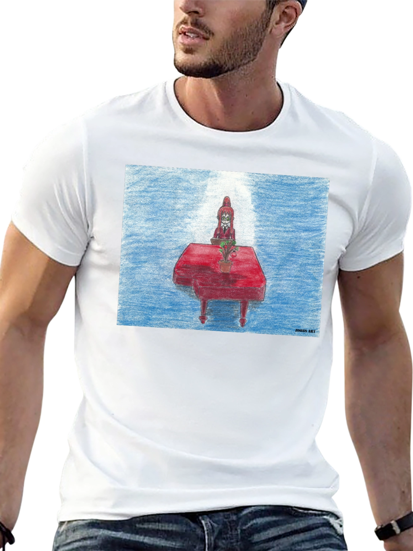 Red Piano T-Shirt - Quirky Music Lover Tee