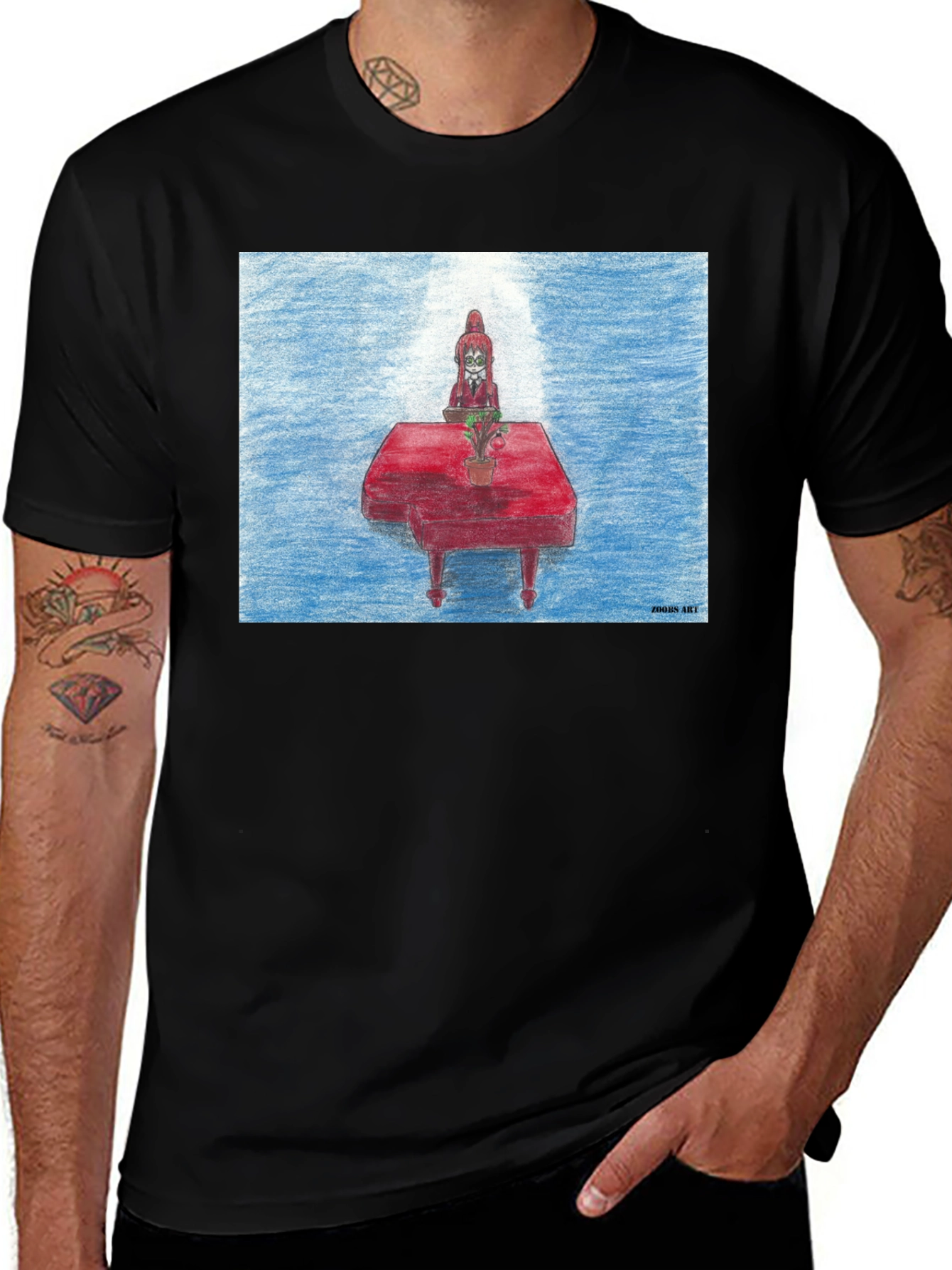 Red Piano T-Shirt - Quirky Music Lover Tee