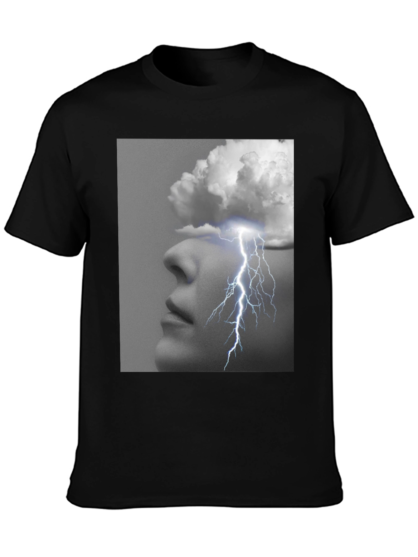 Thought Storm Graphic Tee - Black Cotton T-Shirt