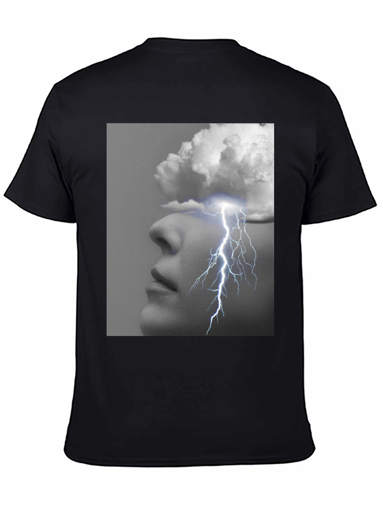 Thought Storm Graphic Tee - Black Cotton T-Shirt