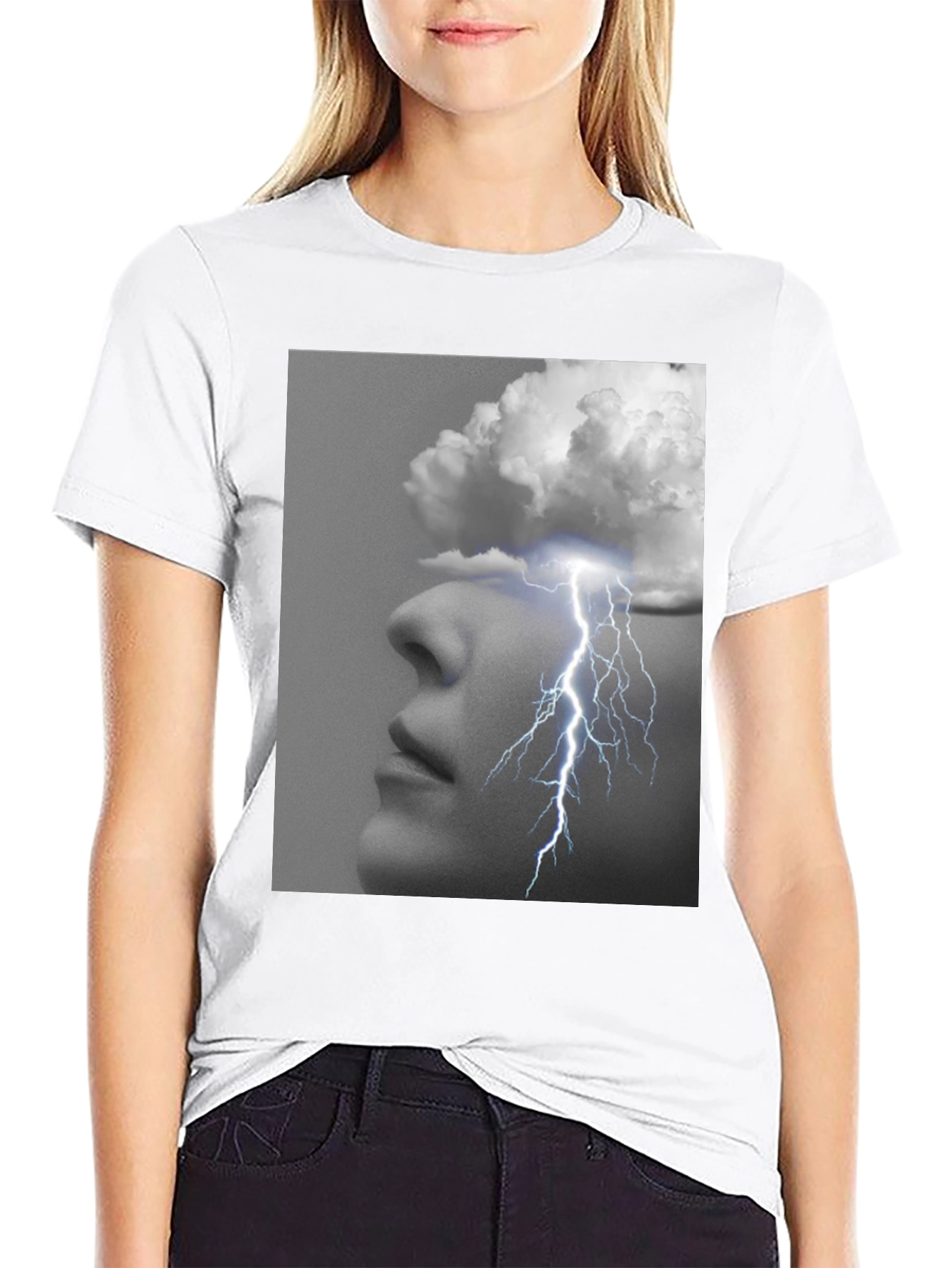 Thought Storm Graphic Tee - Black Cotton T-Shirt