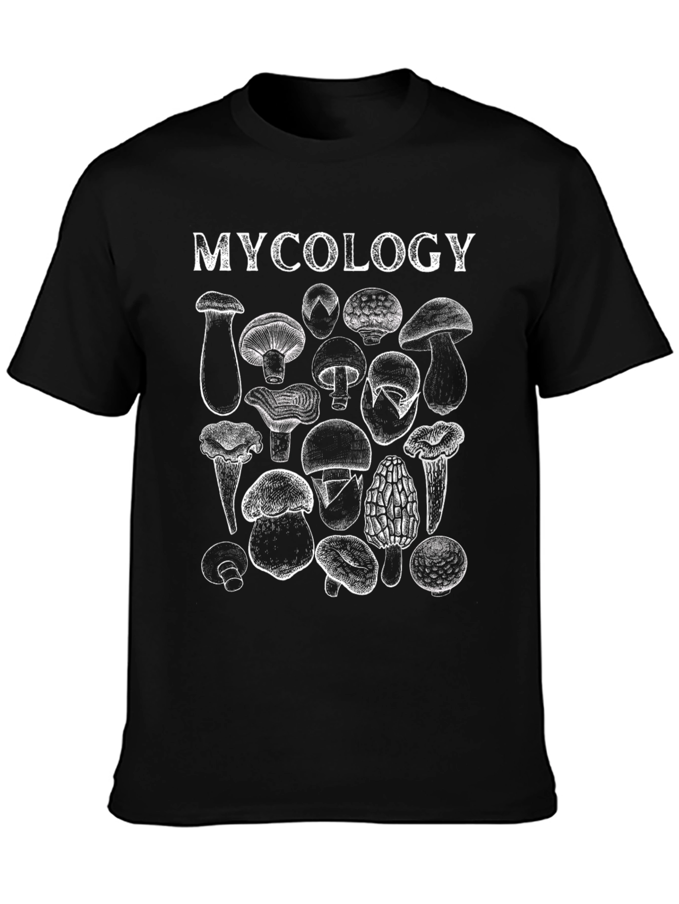 Mycology Mushroom T-Shirt - Black Cotton Blend
