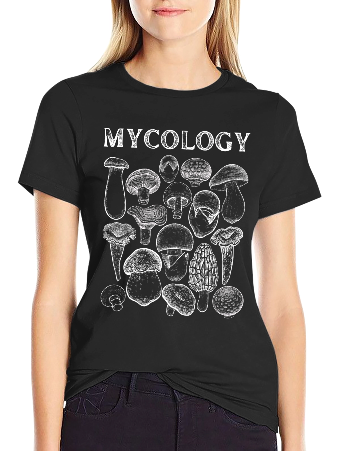 Mycology Mushroom T-Shirt - Black Cotton Blend