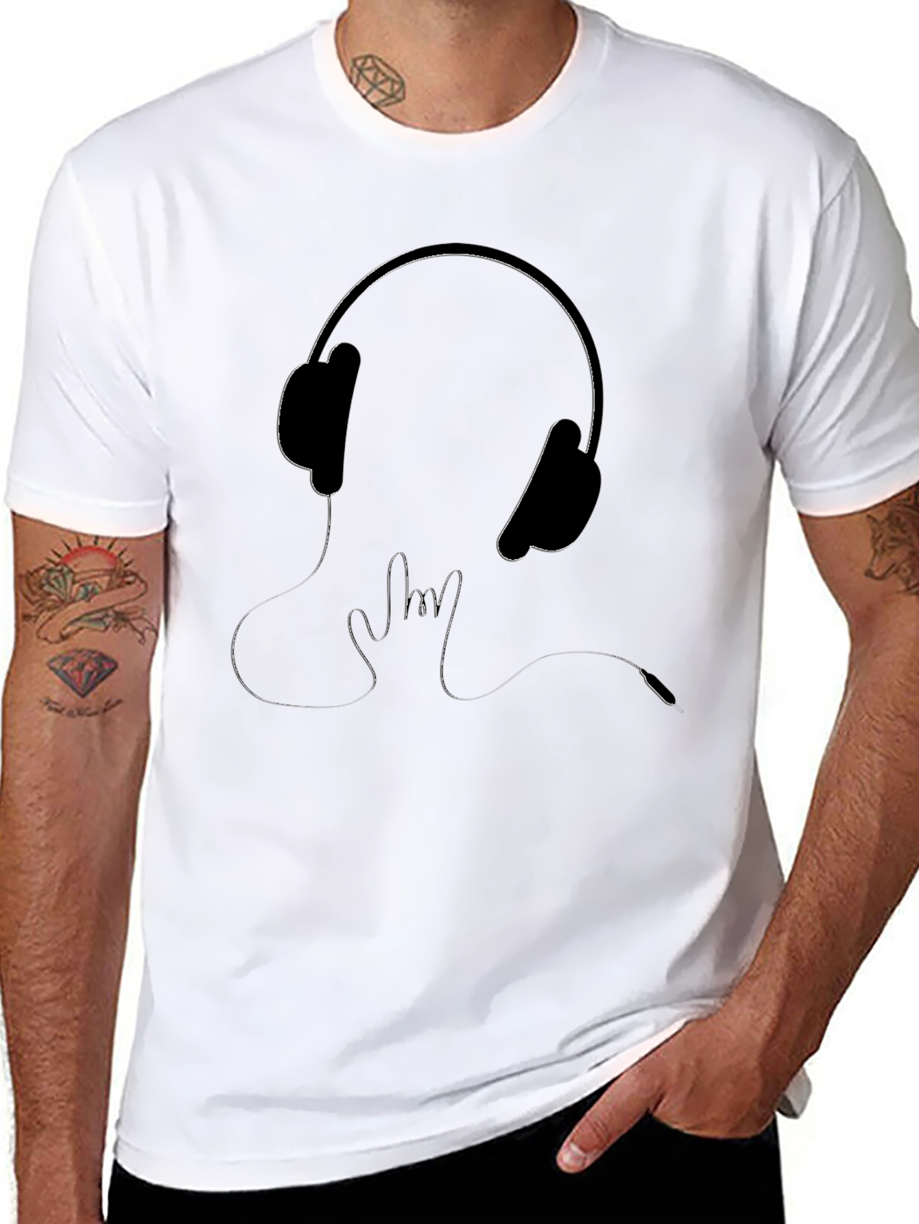 Headphone Rock On T-Shirt - Cool Graphic Tee