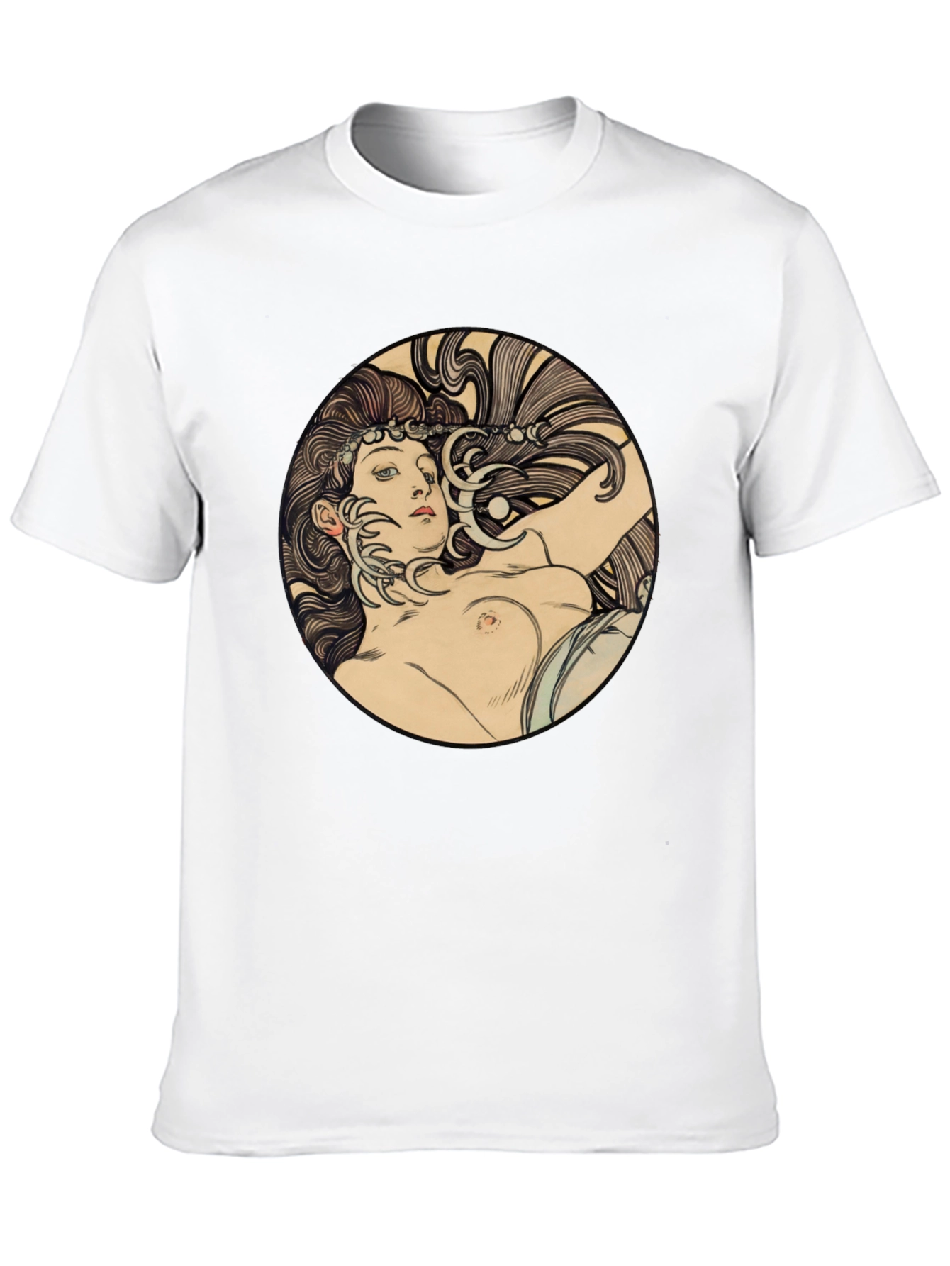 Art Nouveau Woman Graphic Black T-Shirt
