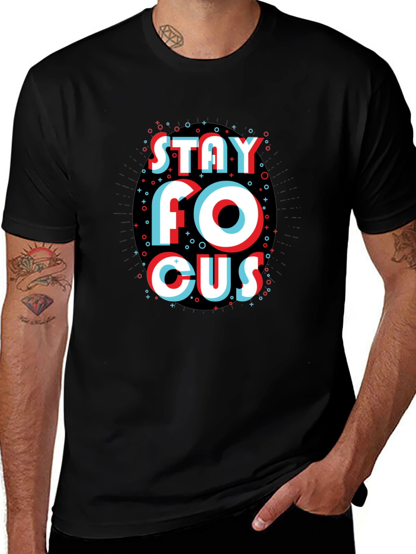 Stay Focus Graphic Black T-Shirt